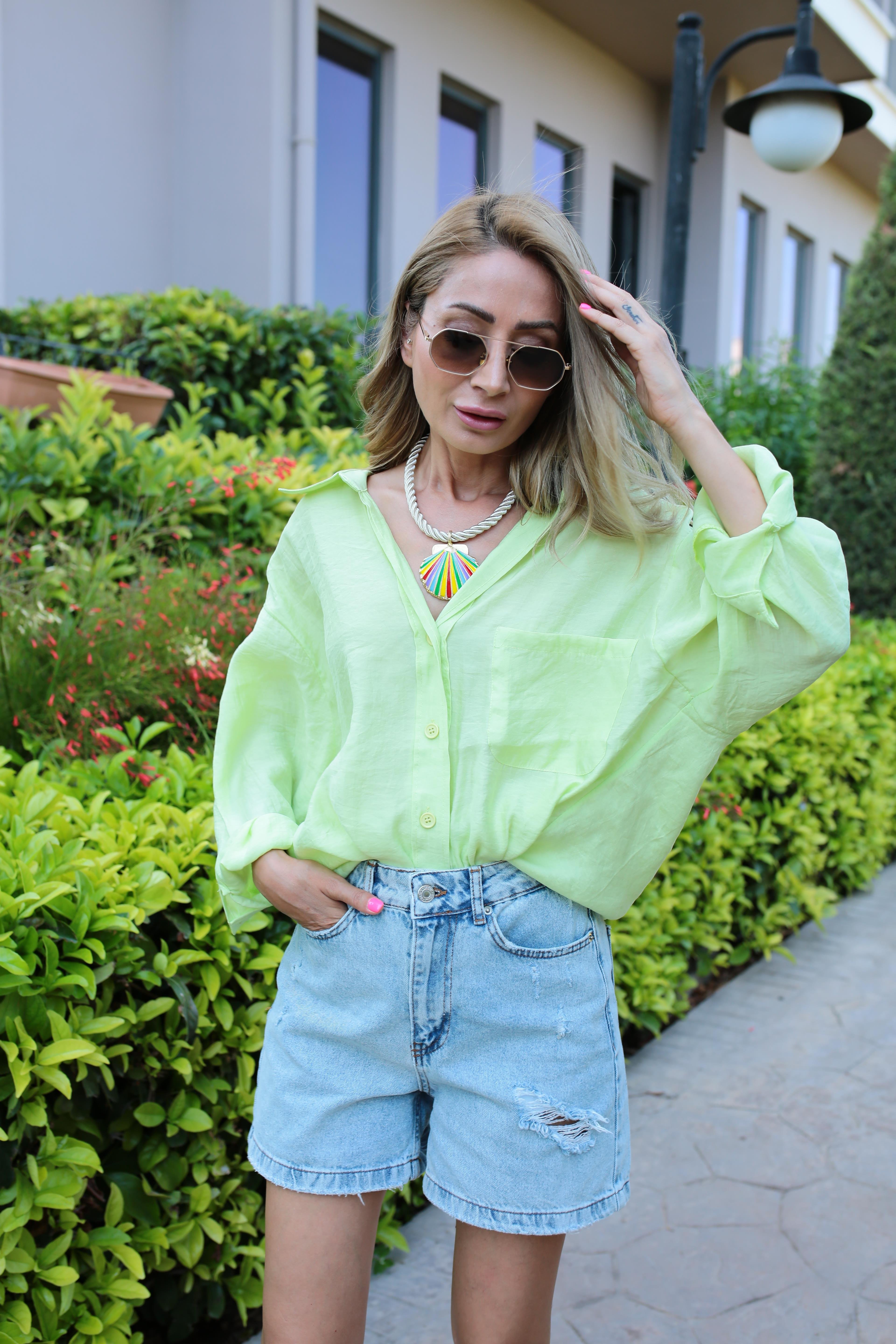 Düşük Omuz Oversize Neon  Gömlek GÖMLEK | NO33