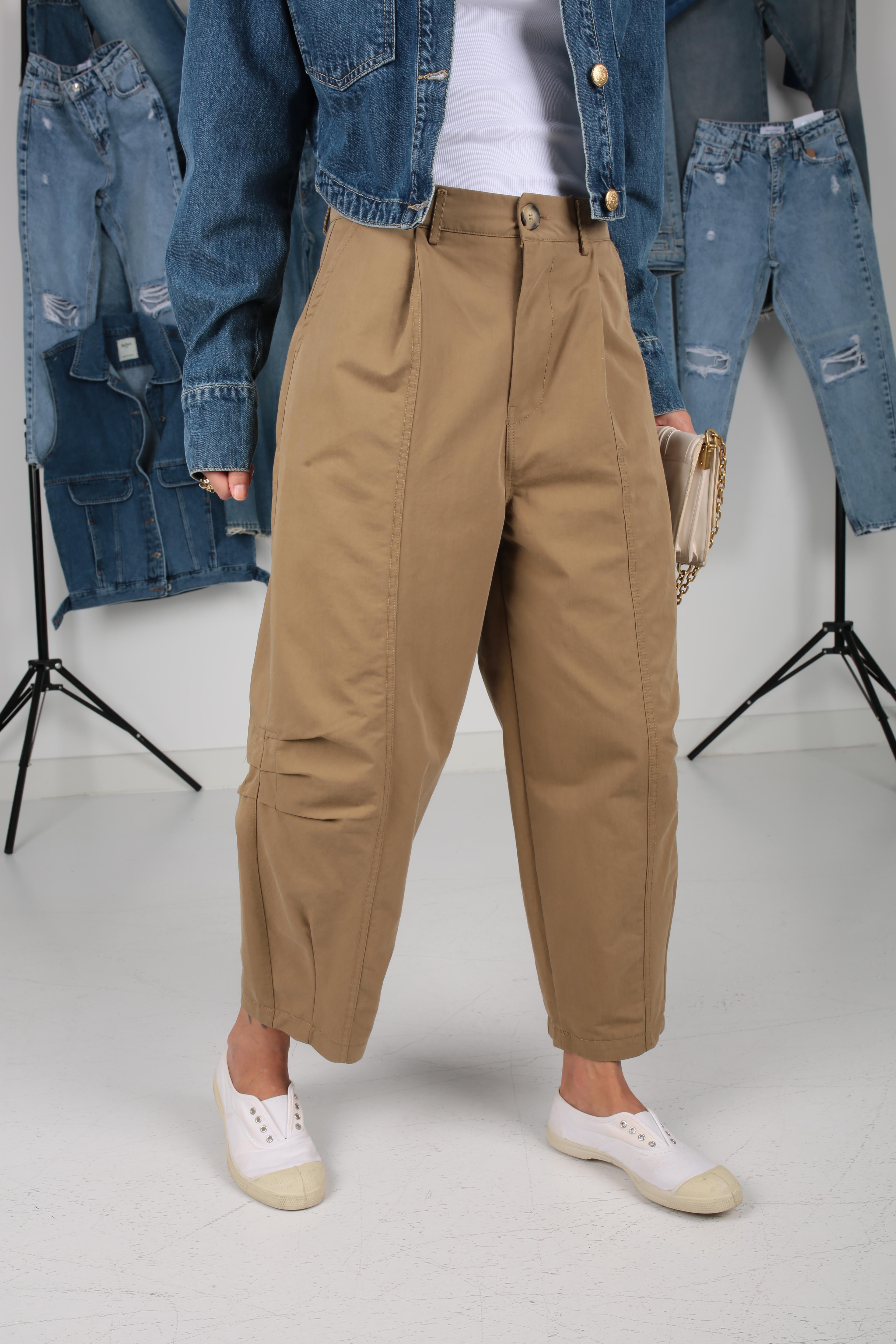 Düz Pile Şalvar Kesim Haki Pantolon PANTOLON