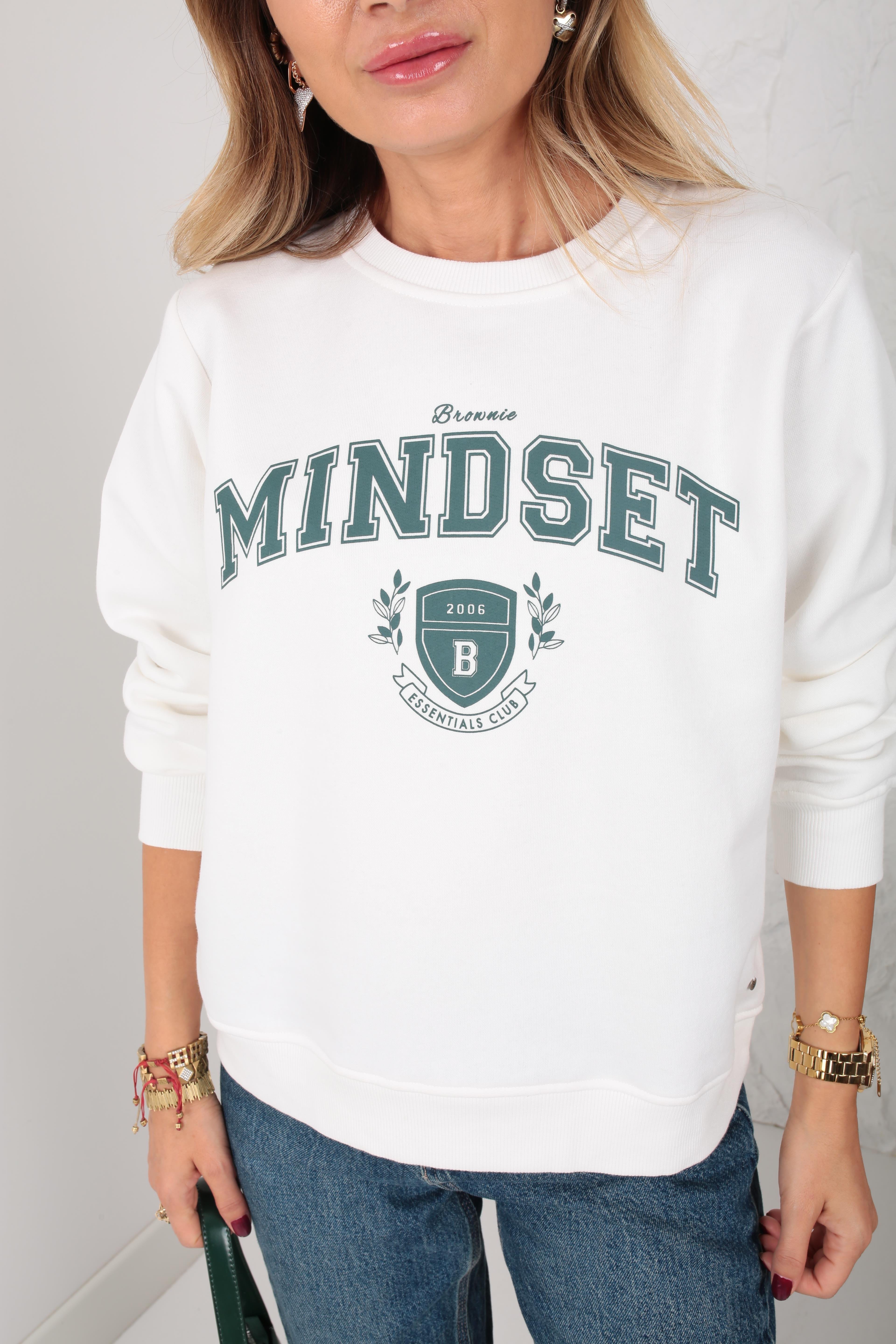 Ekru Mindset Baskılı Sweatshirt SWEATSHİRT