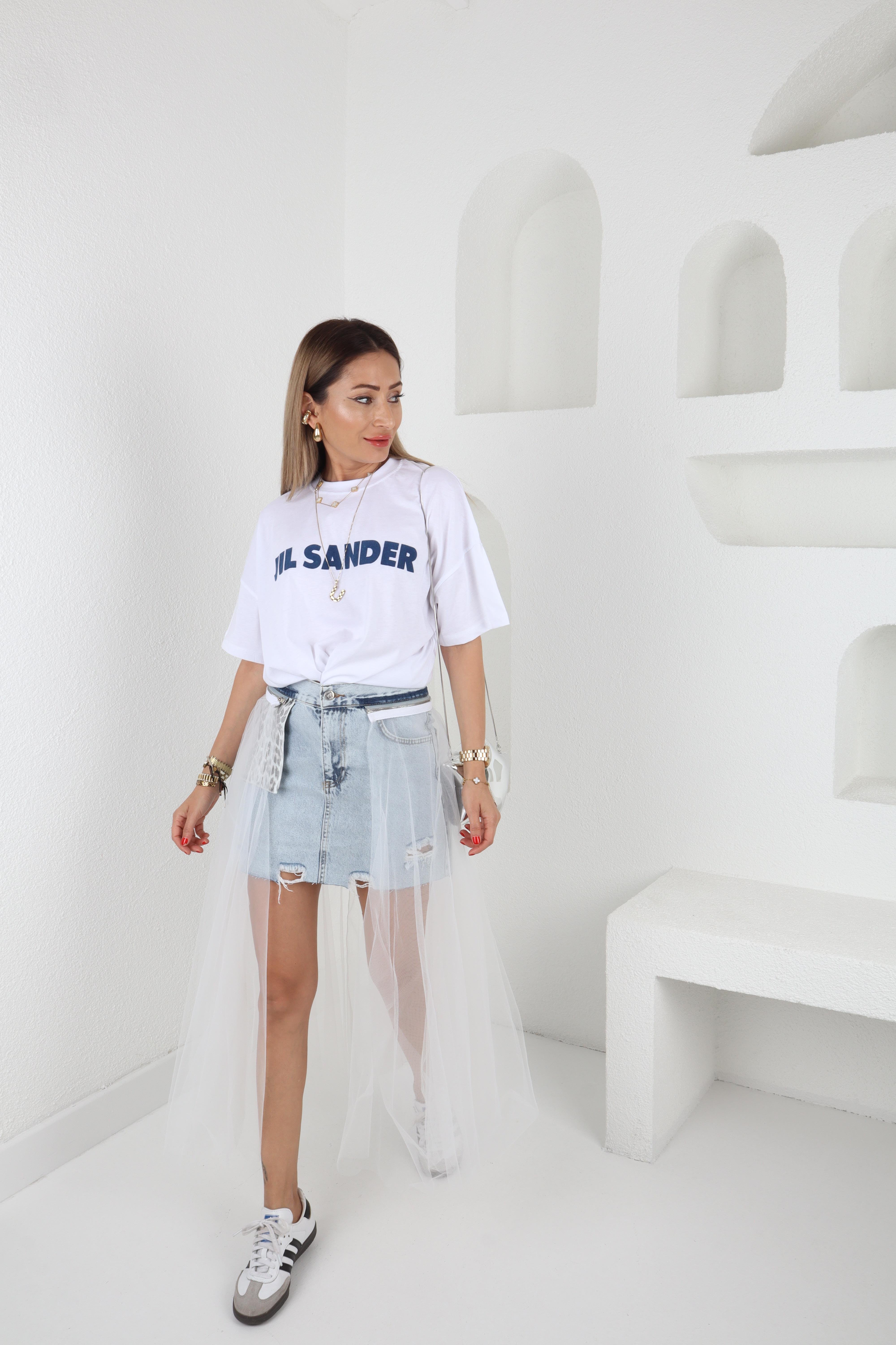 Fermuarlı Tütülü Jean Etek ETEK