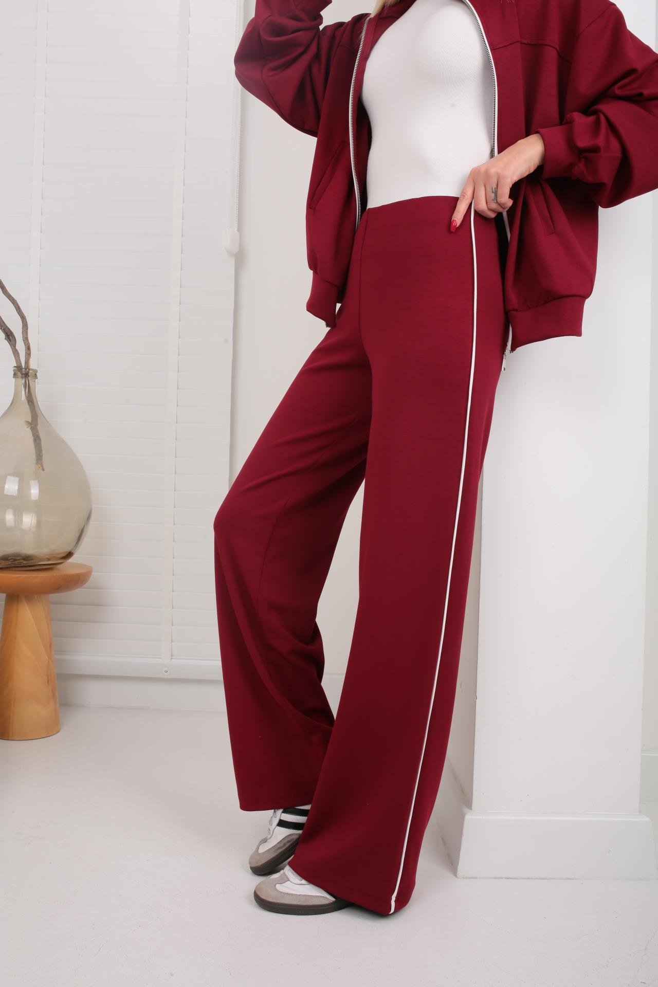 Fermuarlı Yanı Şeritli Bordo Spor Takım SPOR TAKIMLAR