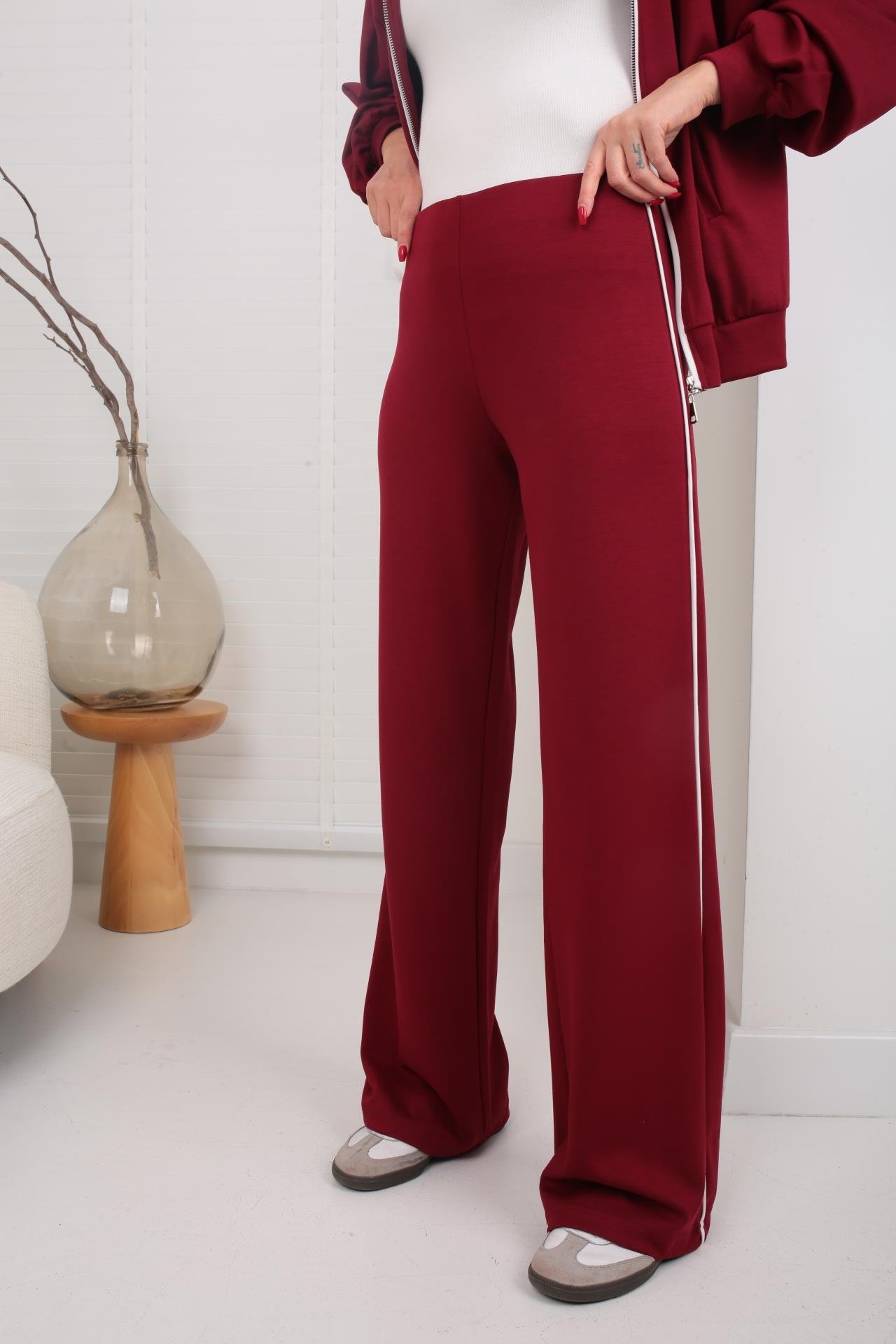 Fermuarlı Yanı Şeritli Bordo Spor Takım SPOR TAKIMLAR