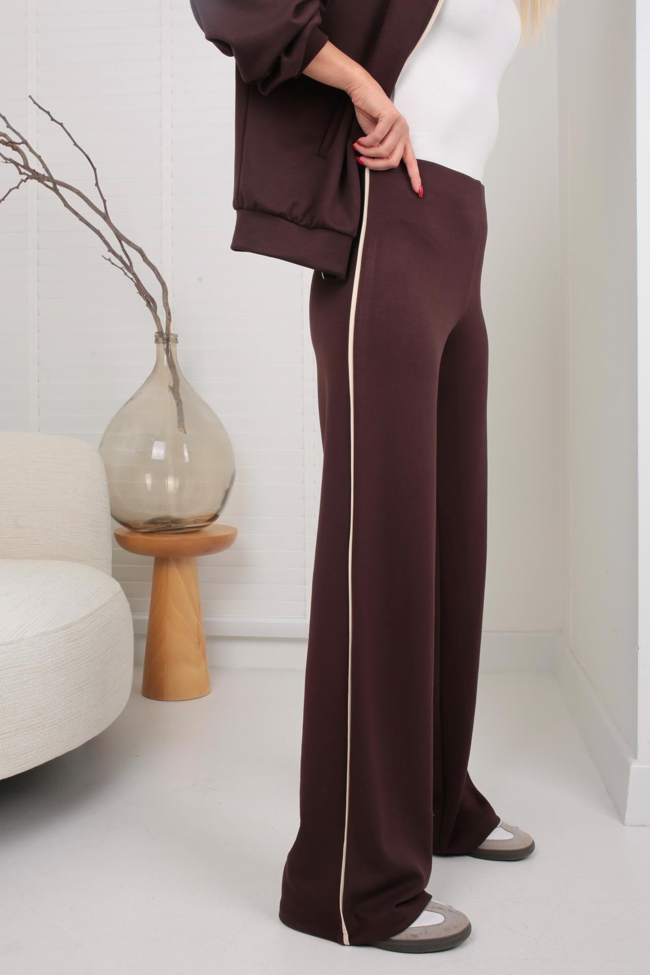 Fermuarlı Yanı Şeritli Kahve Spor Takım SPOR TAKIMLAR