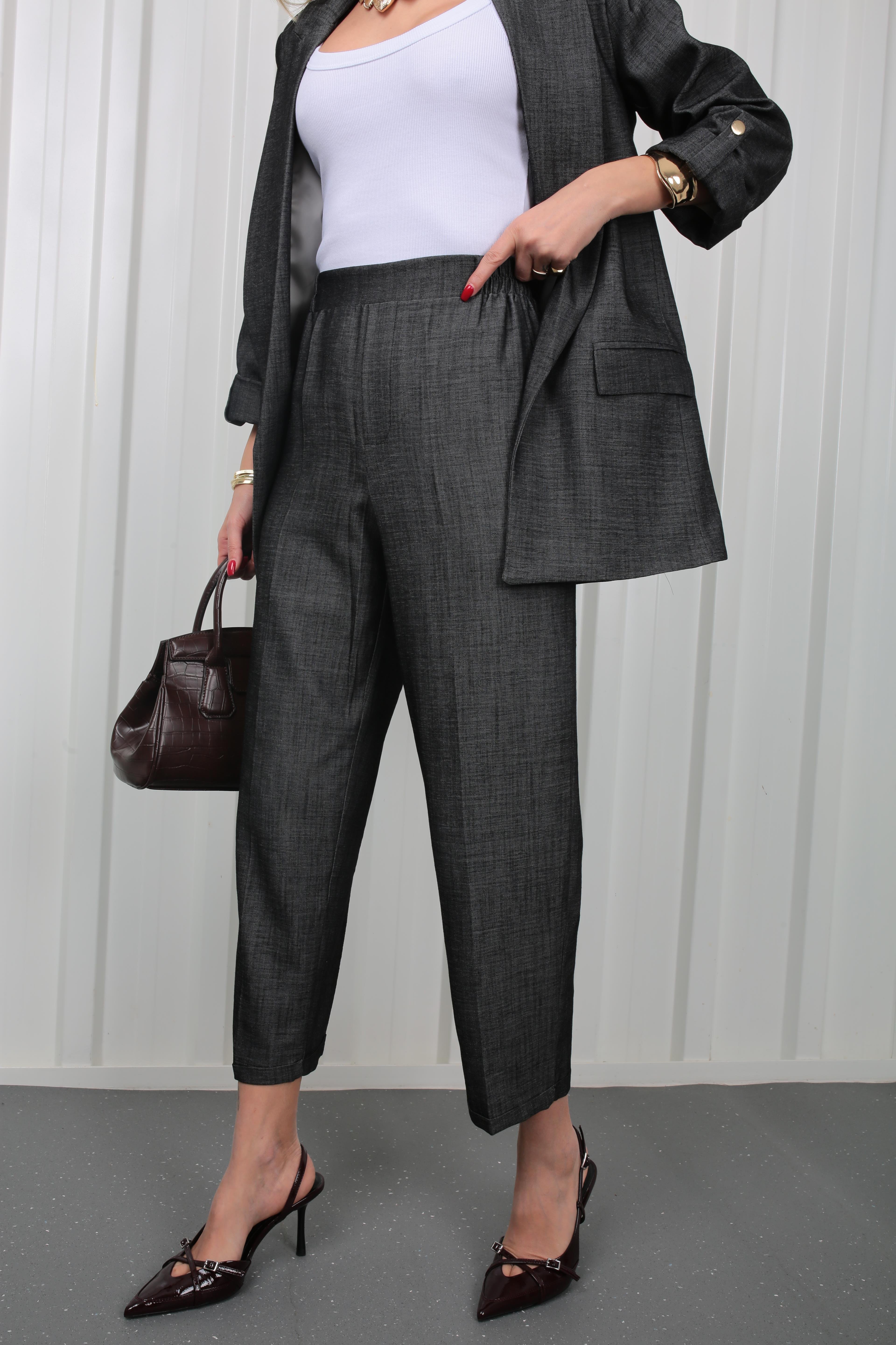 Füme Duble Paça İnce Denim Kumaş Pantolon PANTOLON