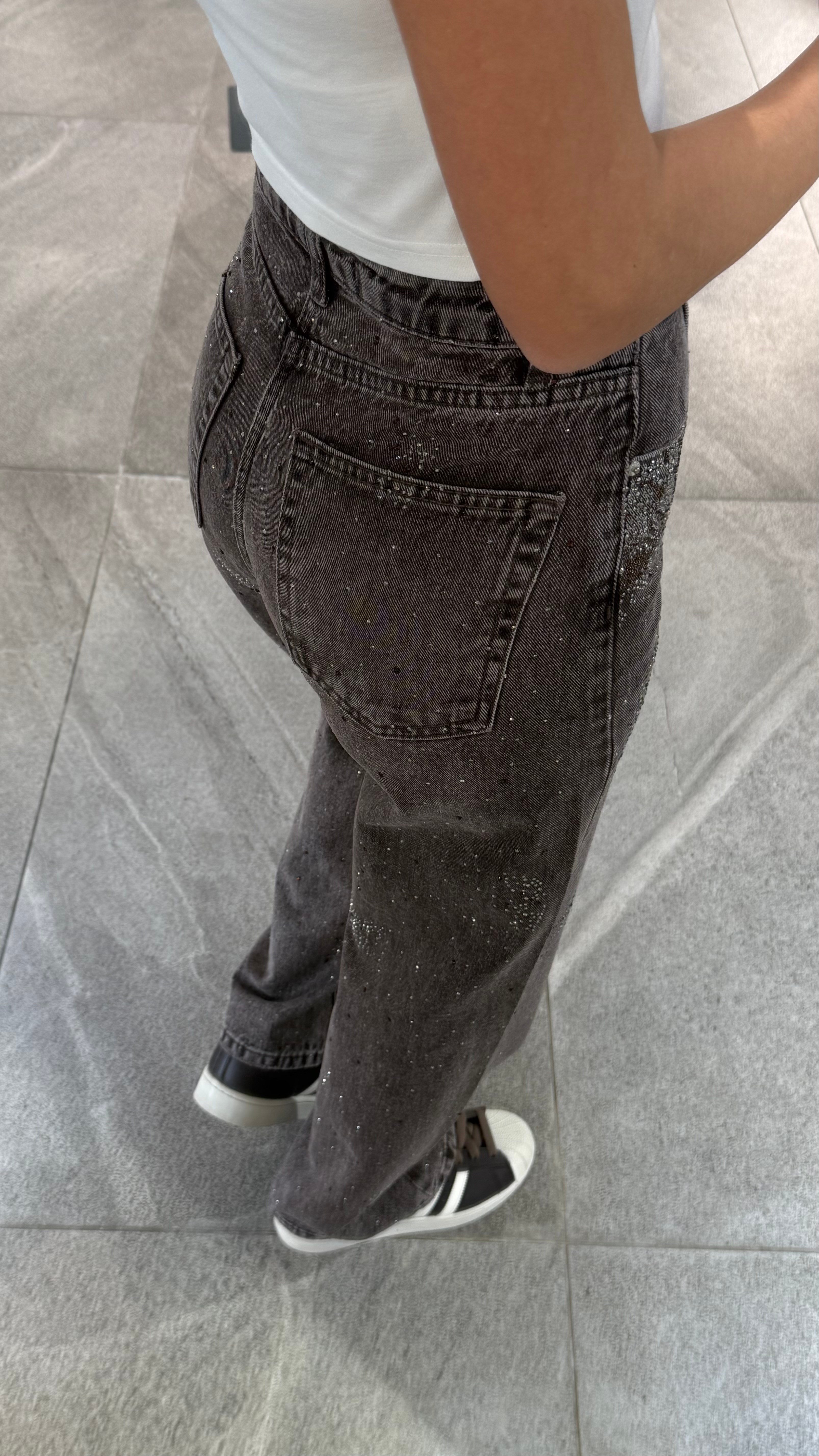 Füme Full Taşlı Straight Fit Jean(4621-179) JEAN | NO33