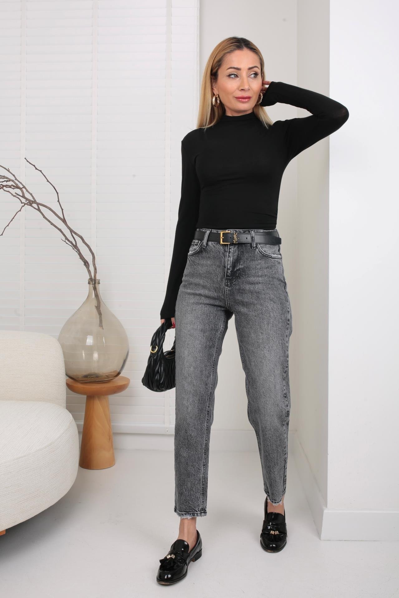 Füme Paça Detay Mom Jean(1722-1) JEAN