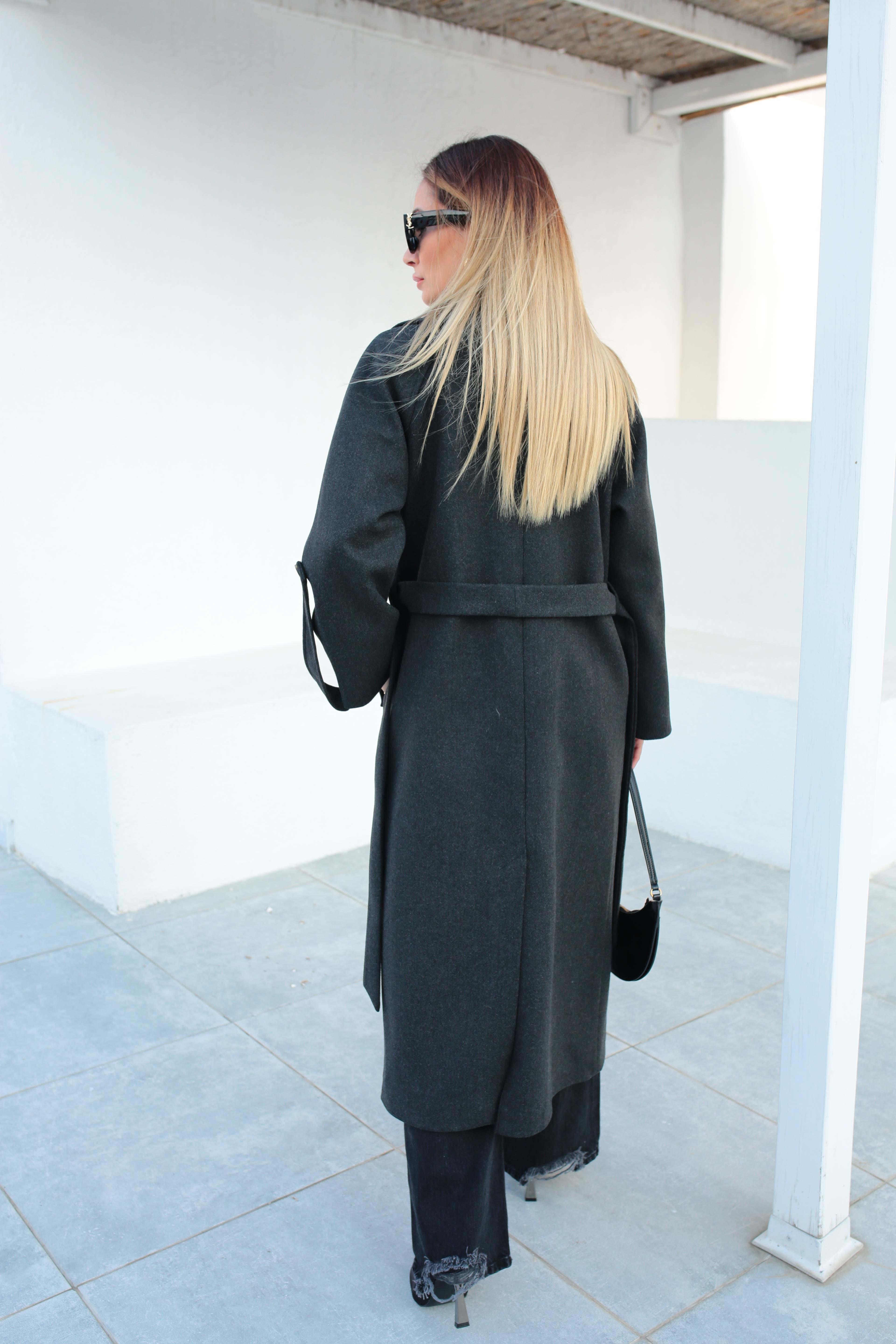 Füme Tek Düğme Bornoz Kaban KABAN