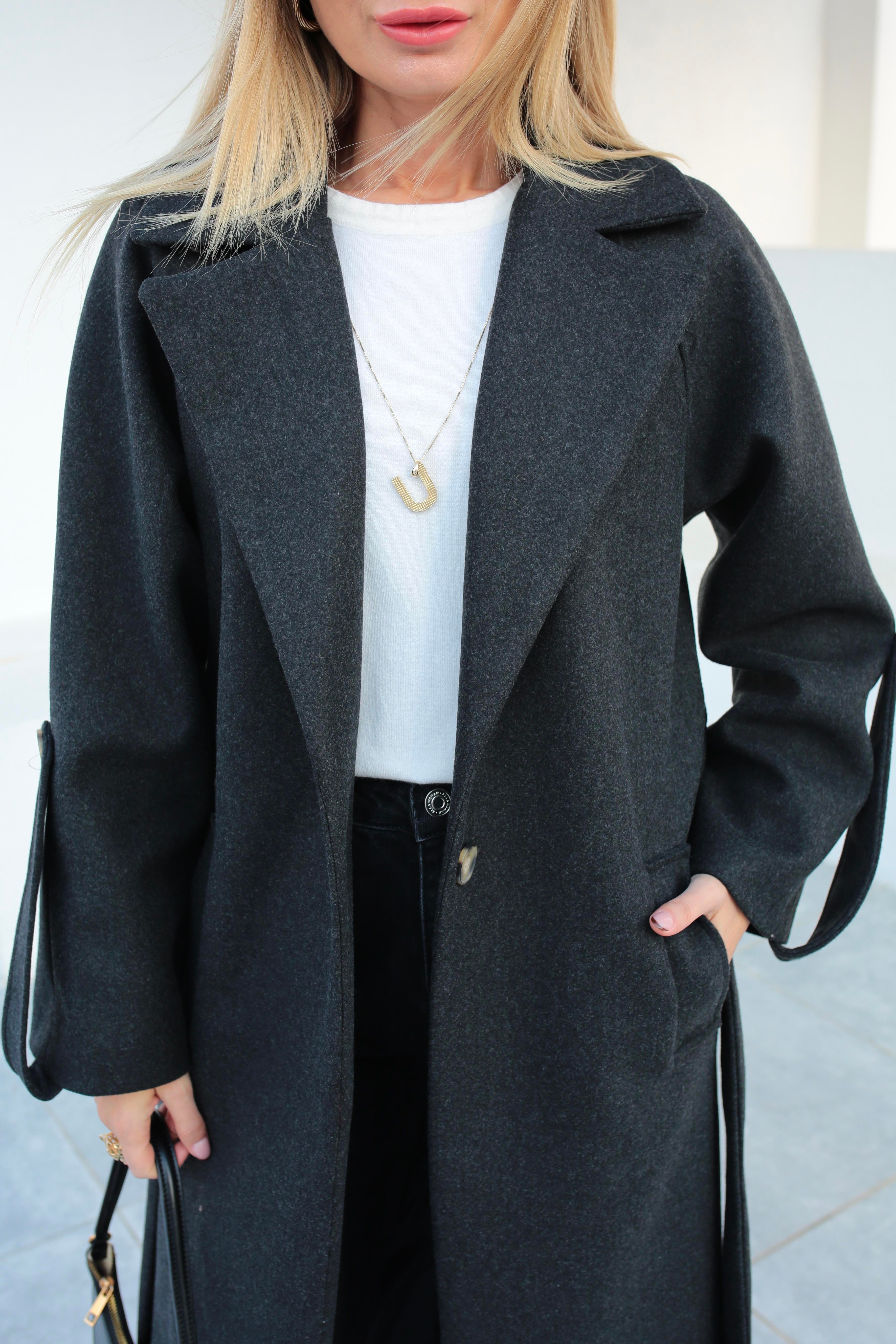 Füme Tek Düğme Bornoz Kaban KABAN