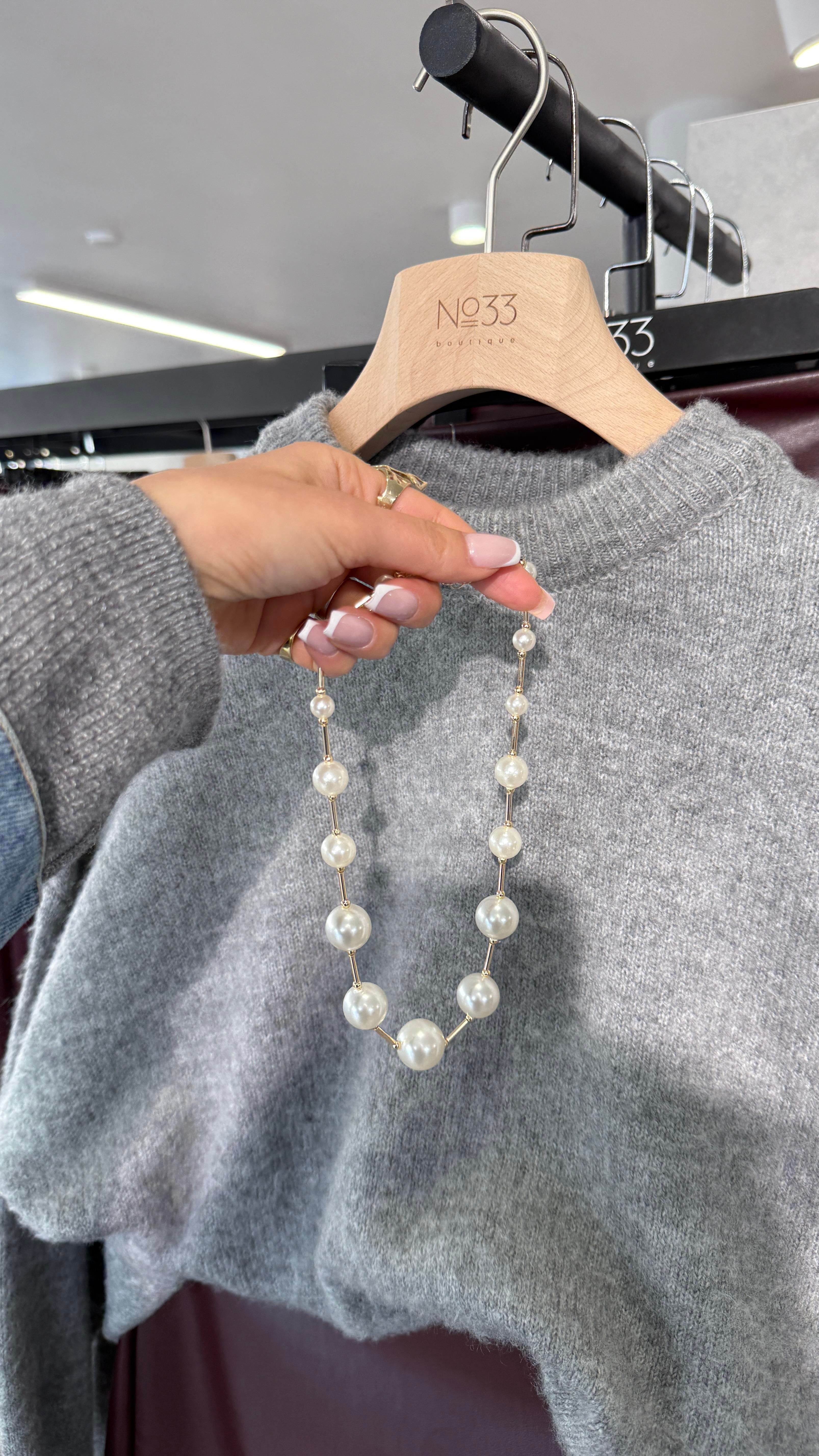 Gold Boru Boncuklu İnci Kolye KOLYE