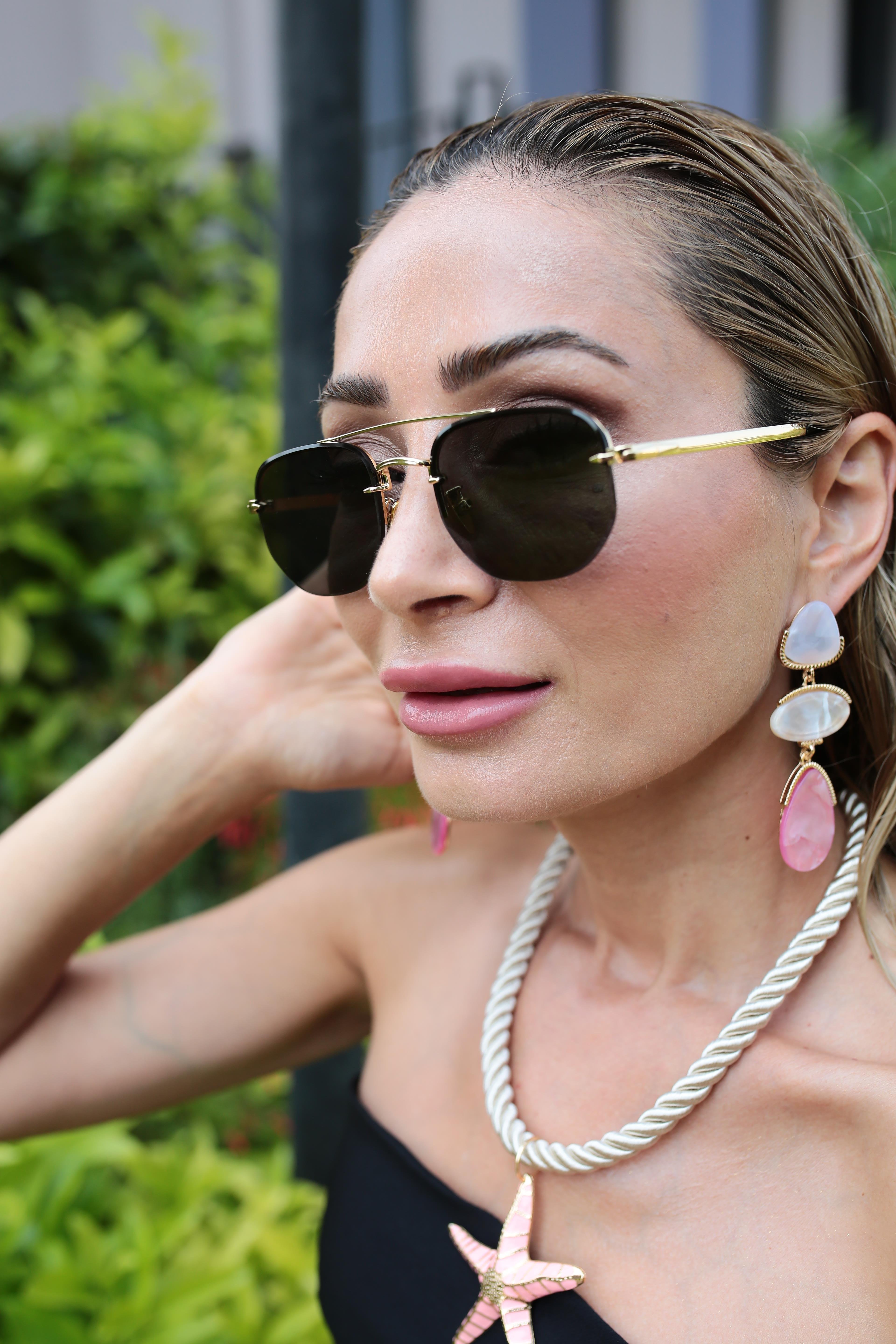 Gold Detay Çerçevesiz Siyah Gözlük(Ae2401c2) GÜNEŞ GÖZLÜĞÜ | NO33