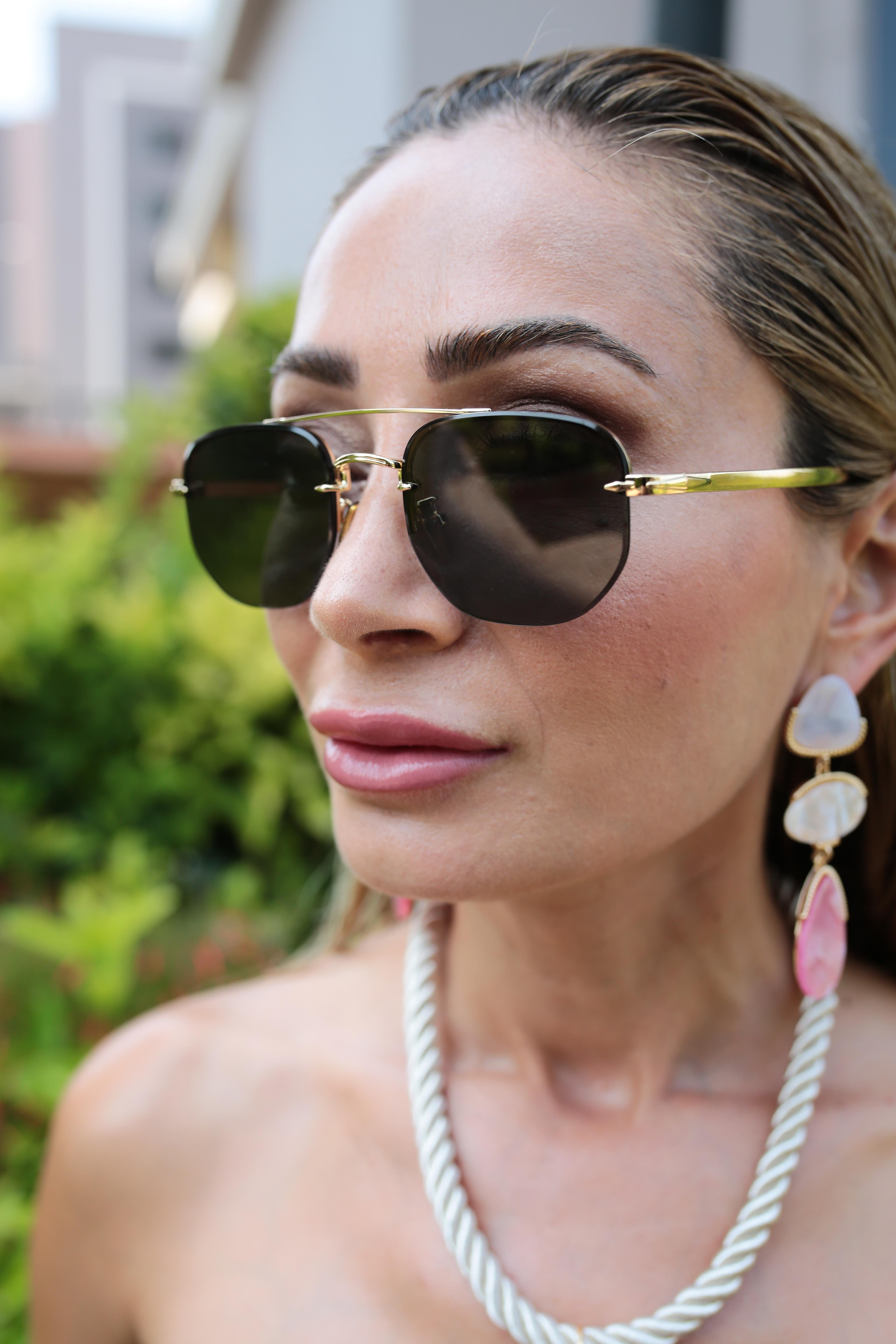 Gold Detay Çerçevesiz Siyah Gözlük(Ae2401c2) GÜNEŞ GÖZLÜĞÜ | NO33