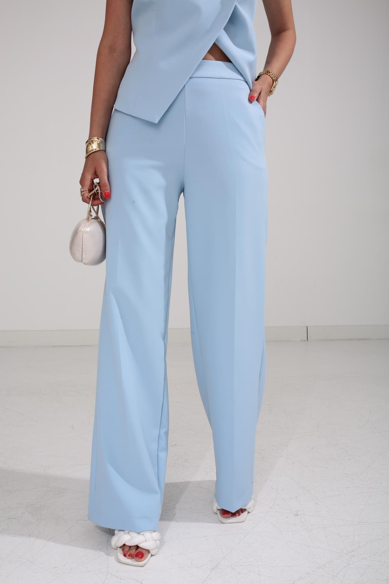 Gold Düğme Detay Bebe Mavi Yelekli Takım TAKIM | NO33