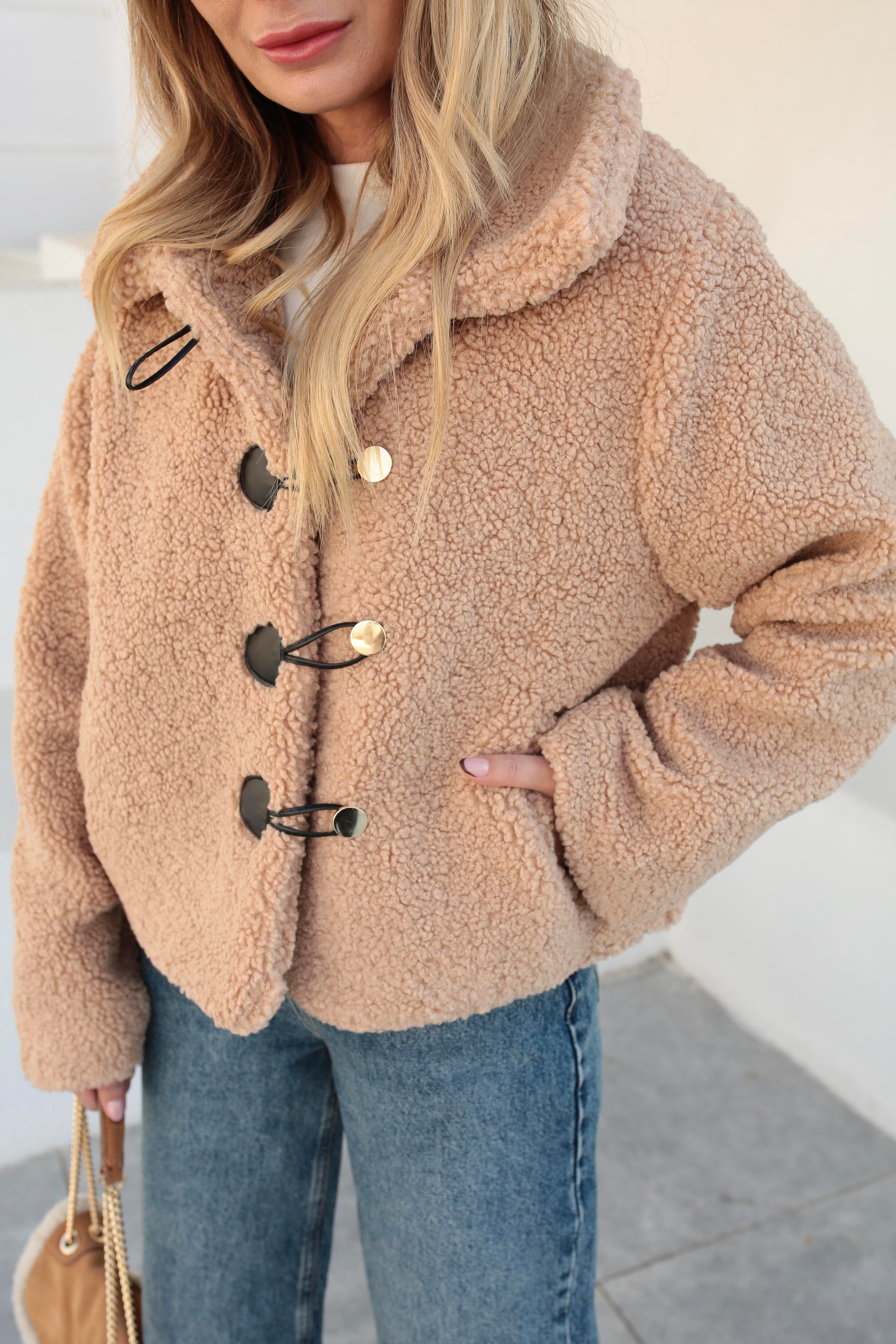 Gold Düğme Detay Camel Teddy Kaban KABAN