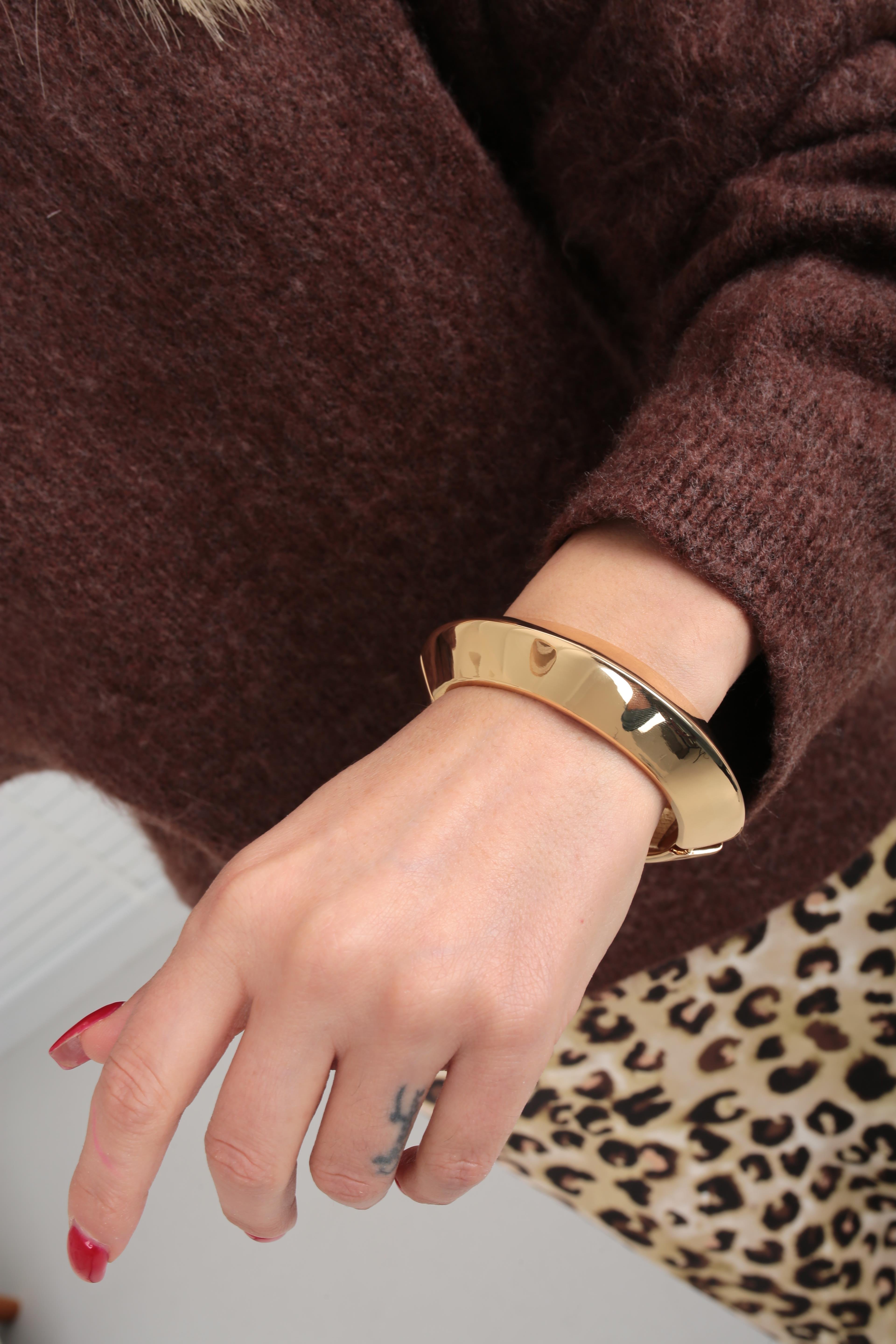 Gold Düz Kalın Kelepçe BİLEZİK VE BİLEKLİK