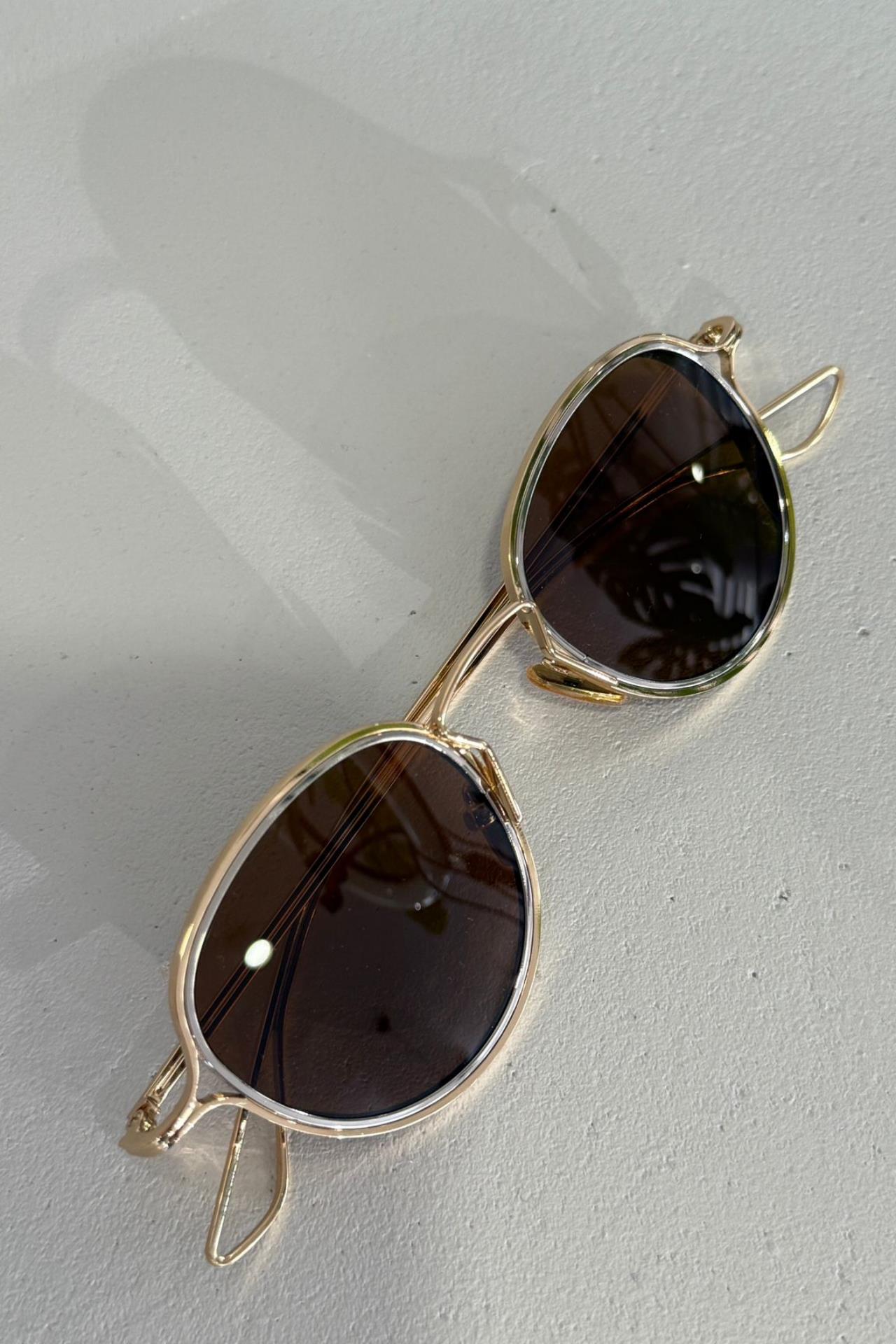 Gold Metal Çerçeveli Kahve Gözlük(Ae2408C5) GÜNEŞ GÖZLÜĞÜ | NO33