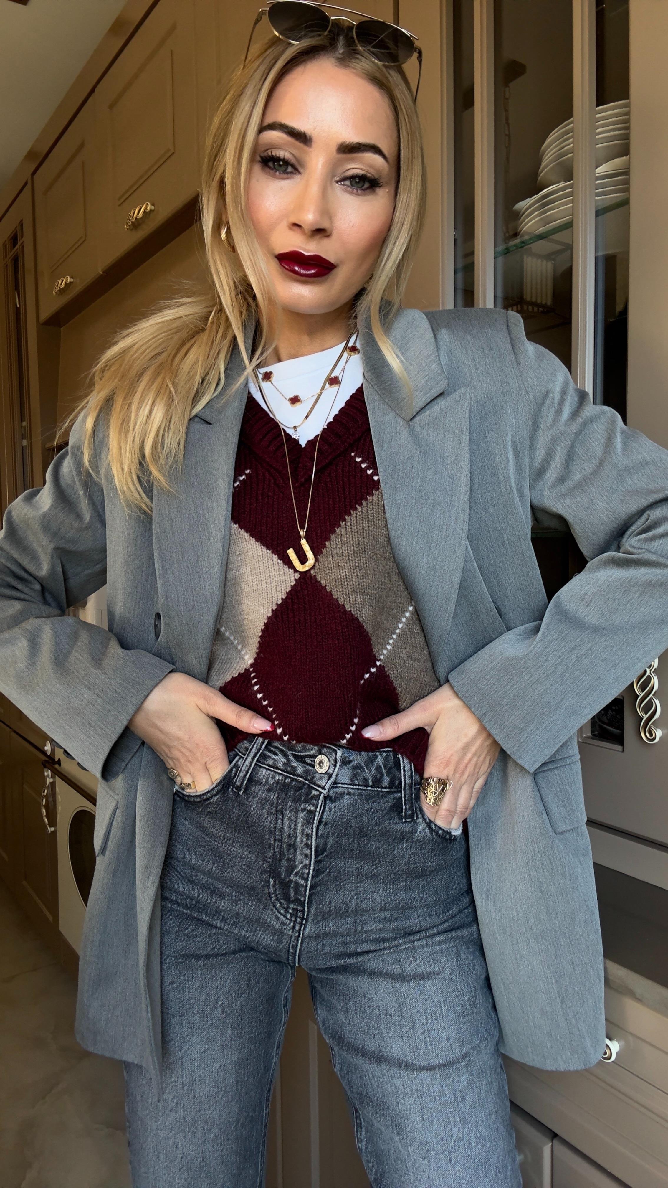 Gri Kapak Cepli Kruvaze Blazer Ceket CEKET