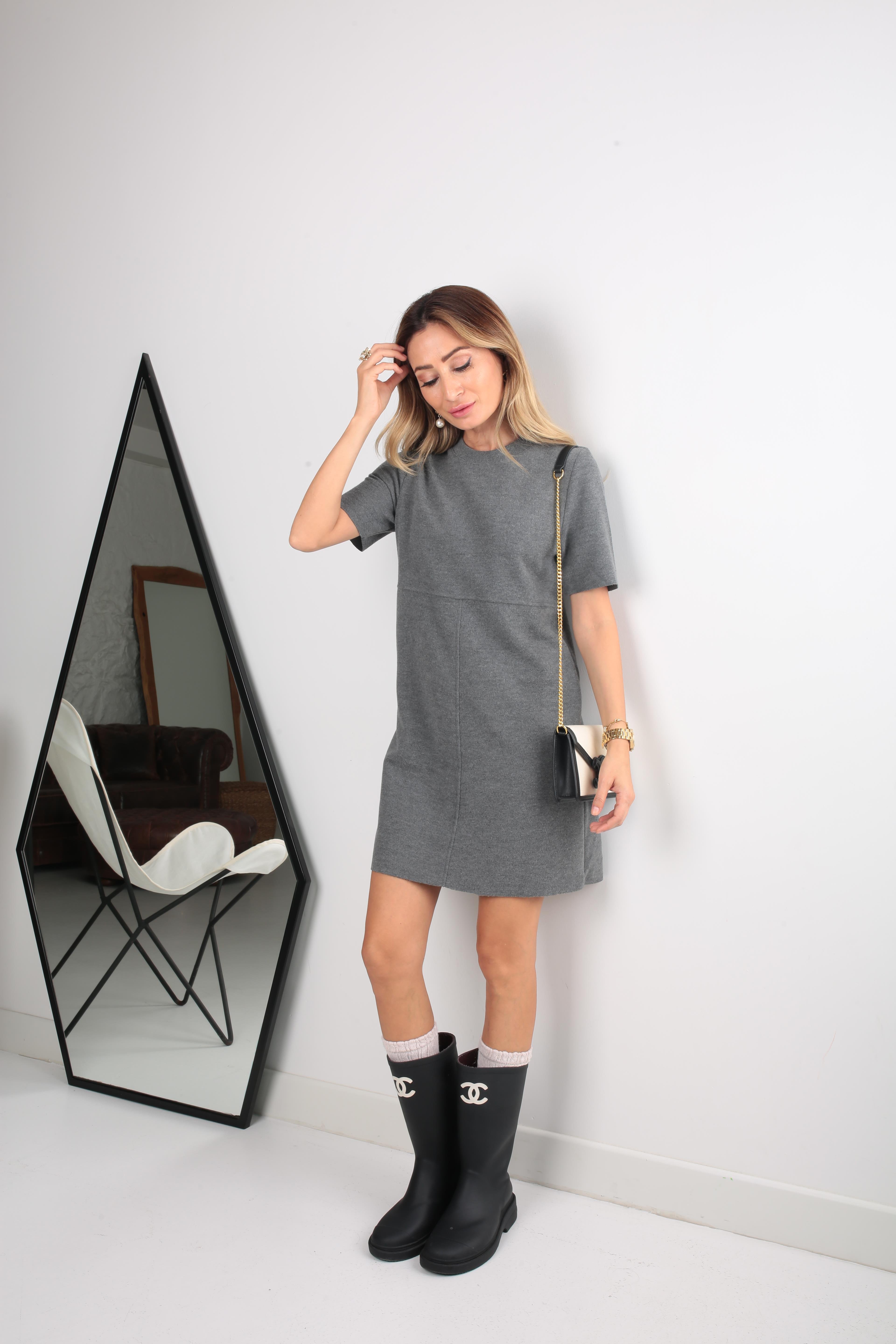 Gri Örme Triko Elbise ELBİSE