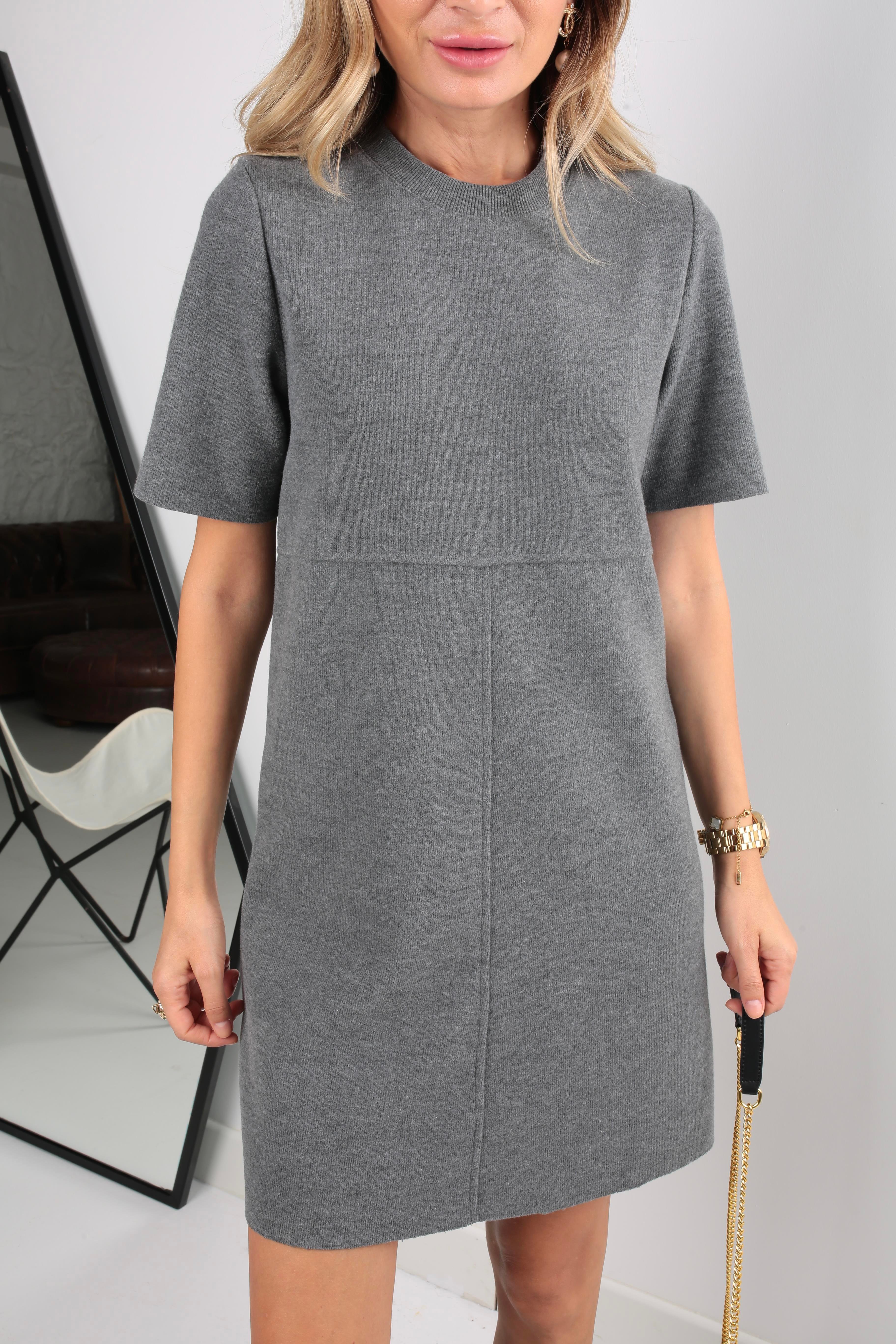 Gri Örme Triko Elbise ELBİSE