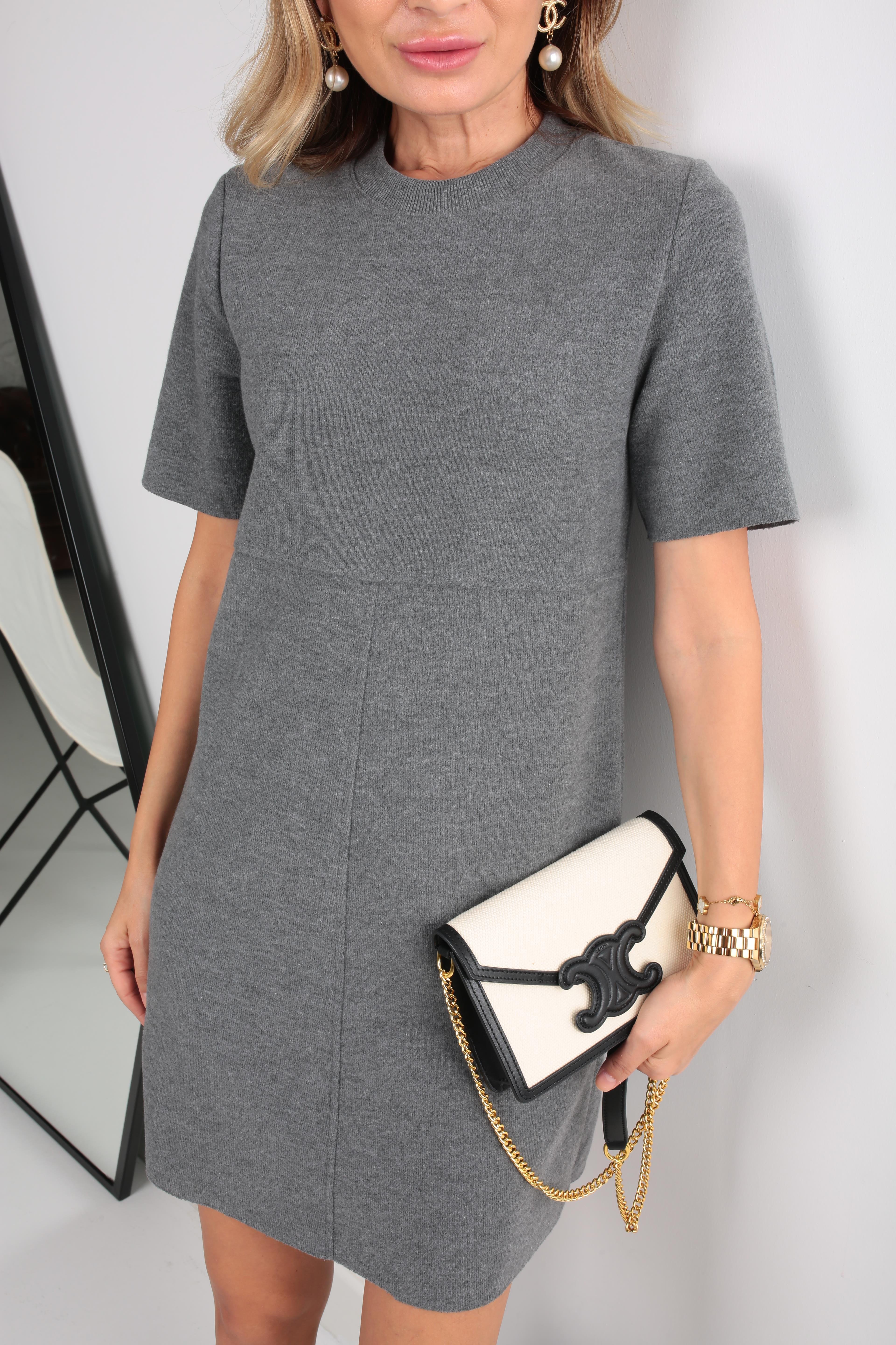 Gri Örme Triko Elbise ELBİSE