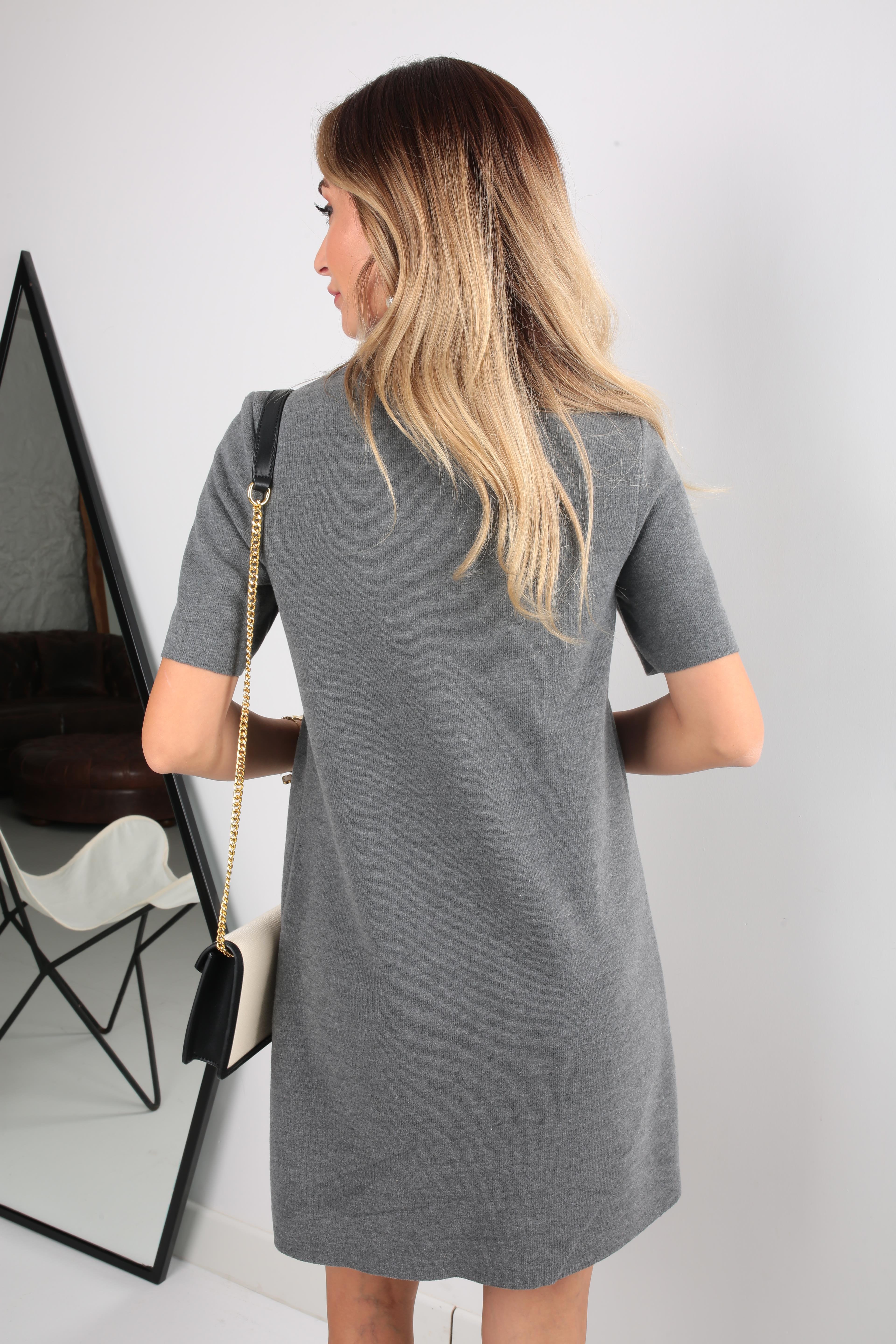 Gri Örme Triko Elbise ELBİSE