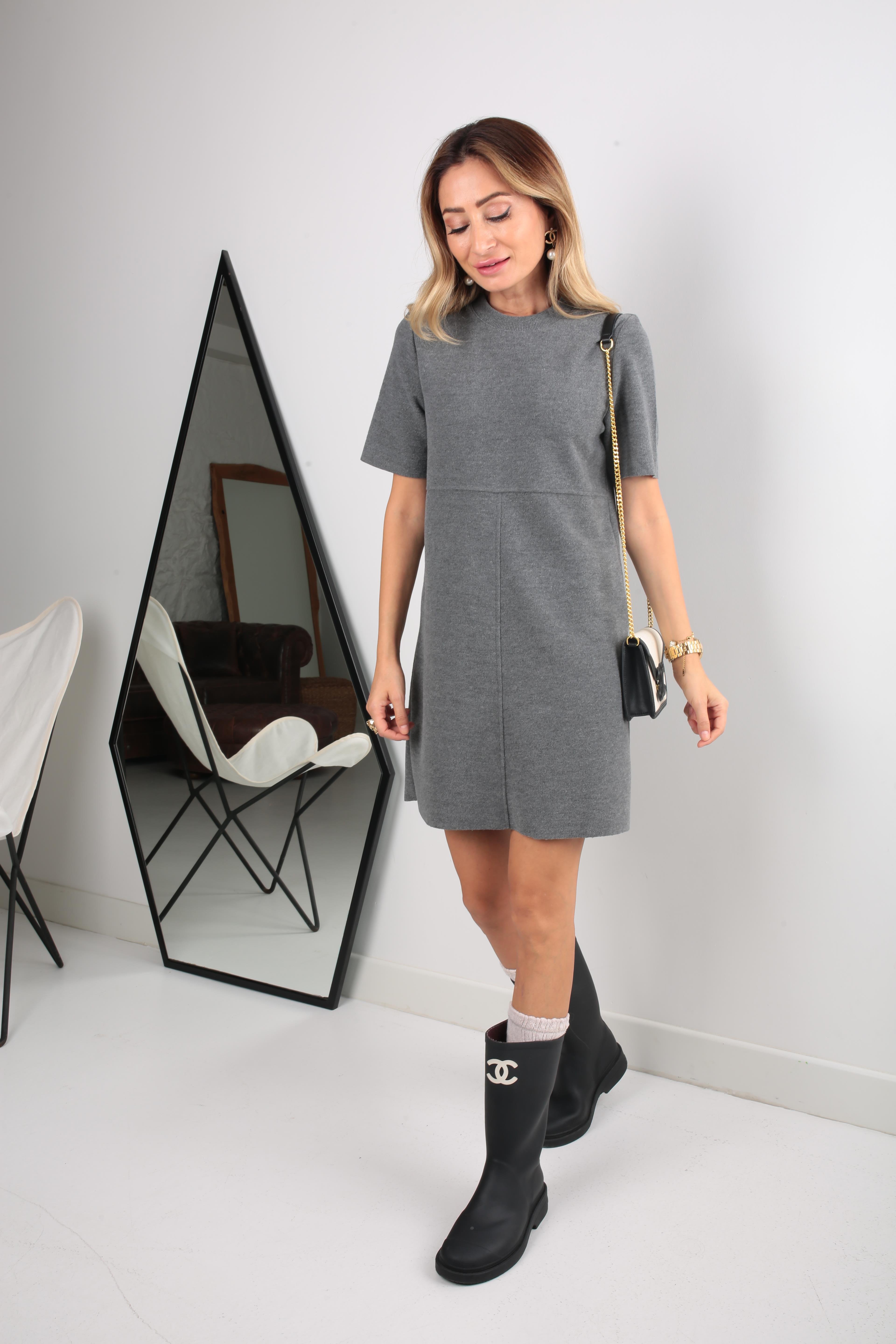 Gri Örme Triko Elbise ELBİSE