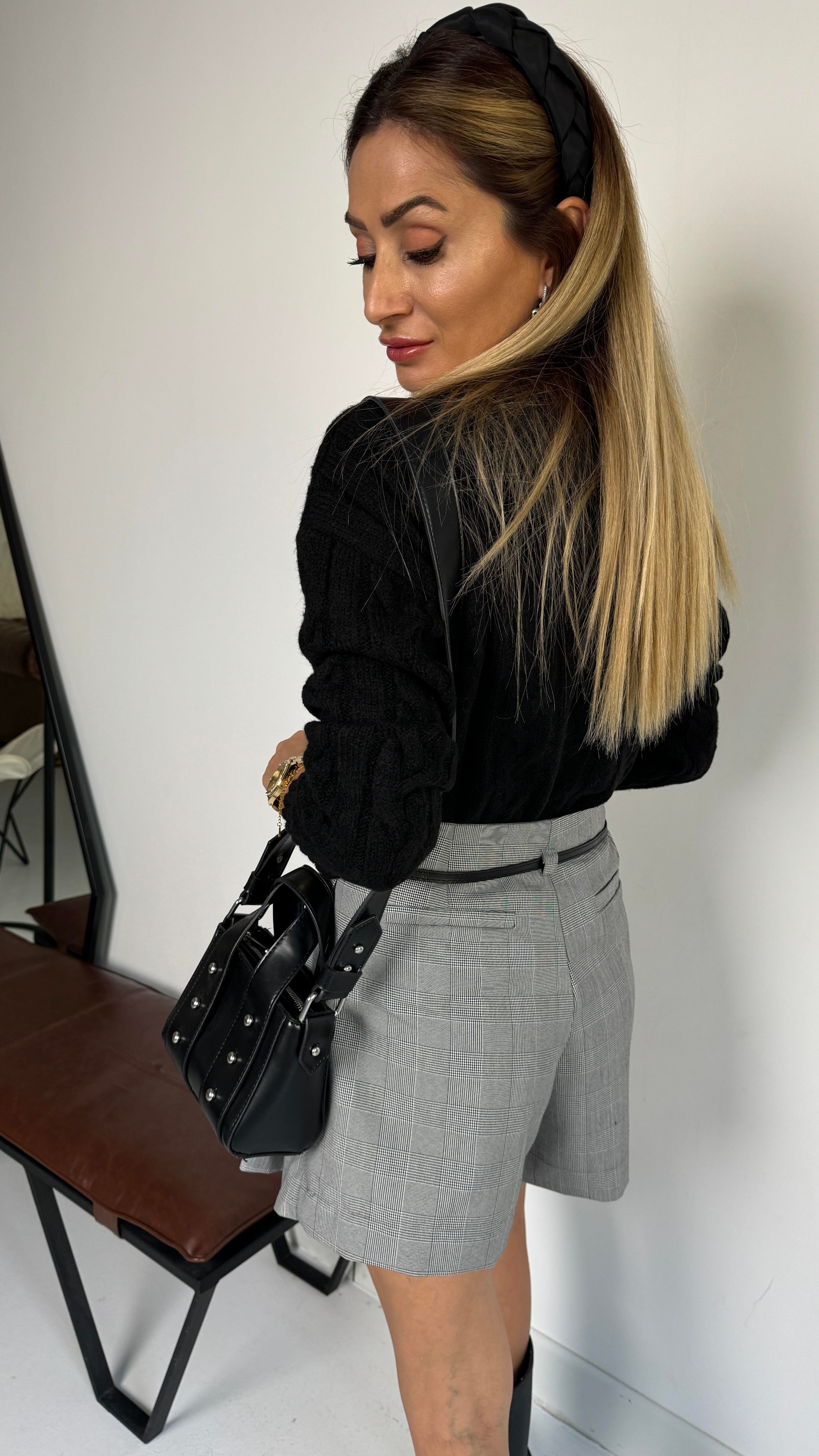 Gri Pileli Şort Etek ETEK