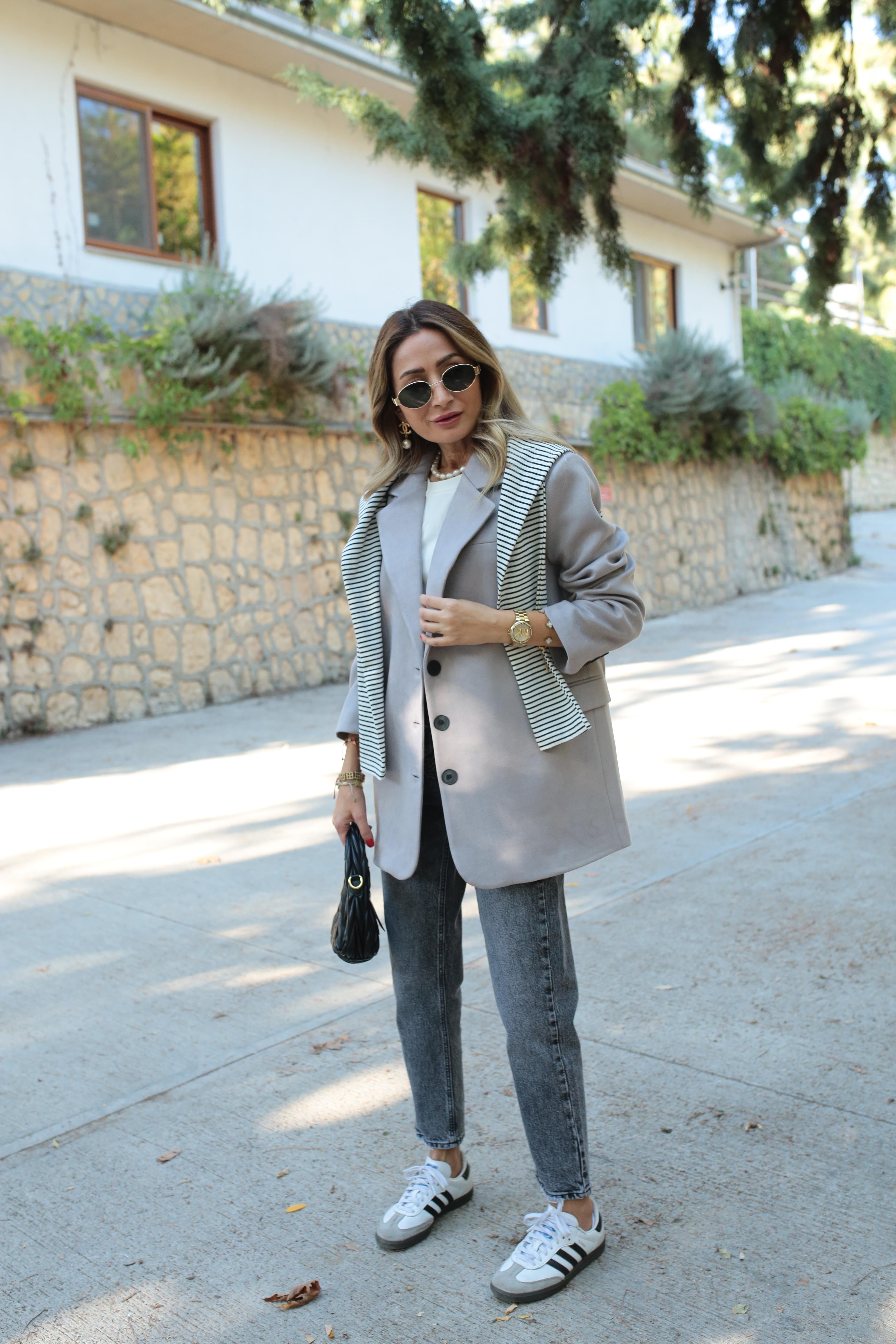 Gri Üç Düğmeli Nubuk Blazer Ceket CEKET