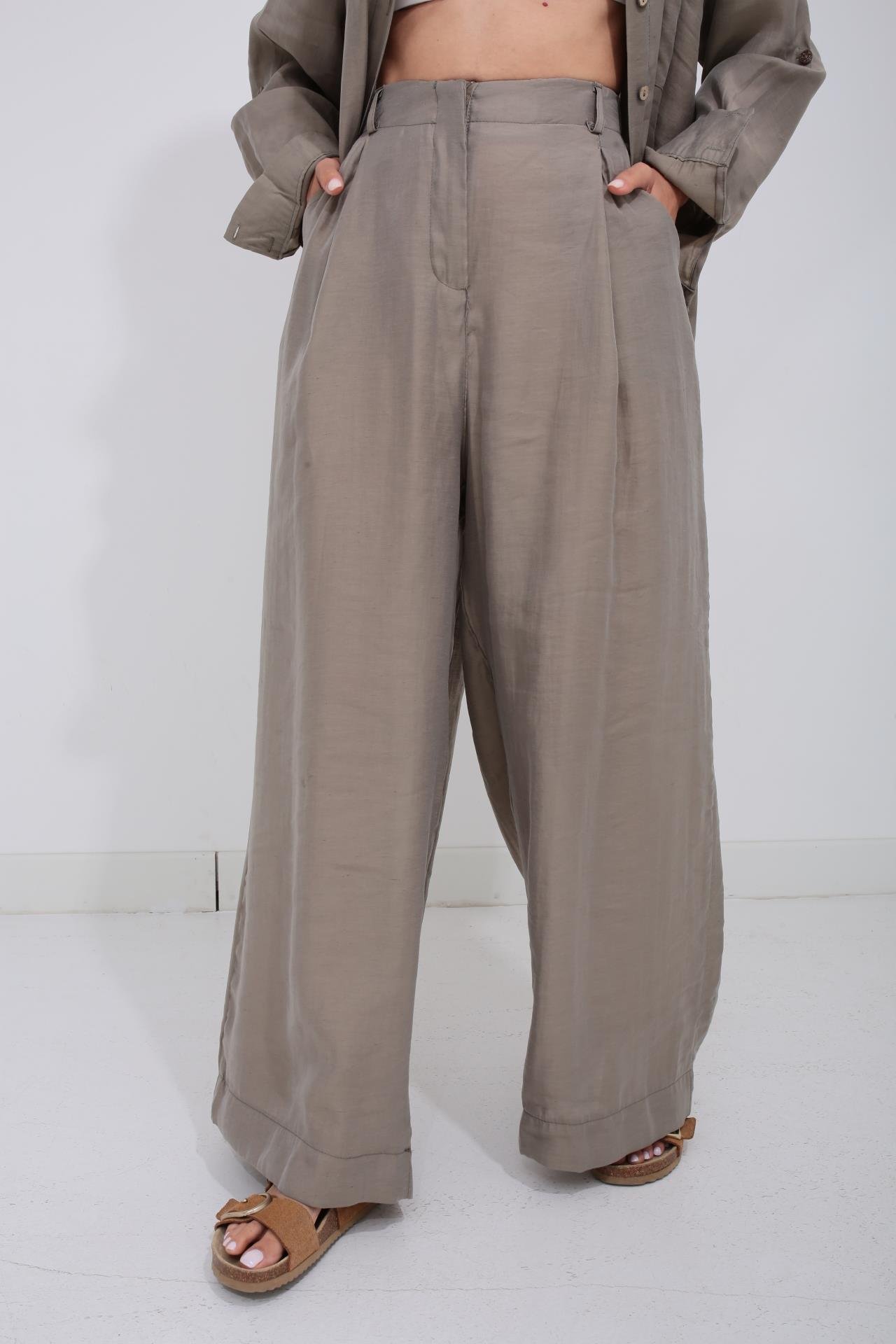 Haki Tek Cep Gömlekli Palazzo Takım TAKIM | NO33