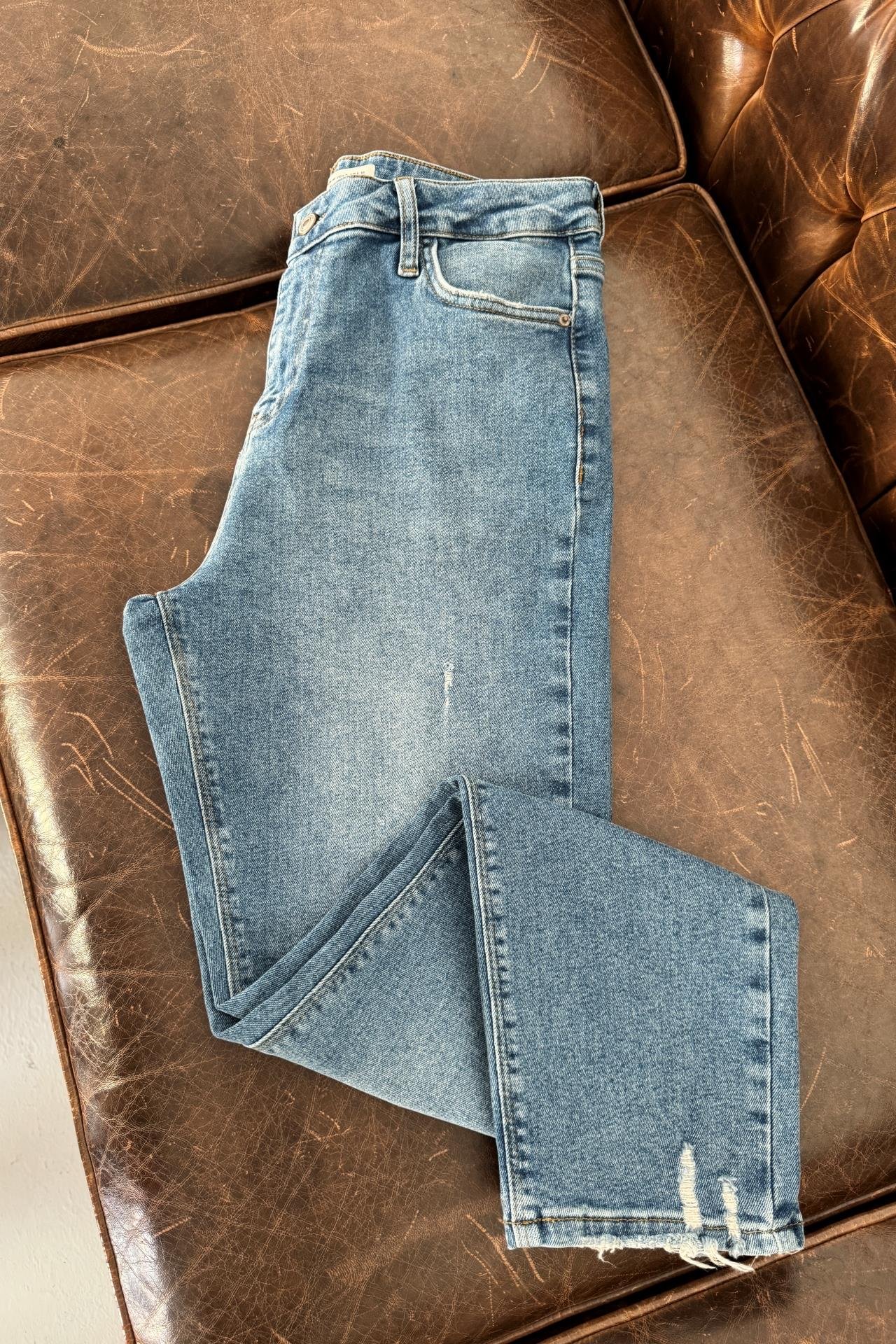 High Rise Full Likralı Büyük Beden Mom Jean JEAN