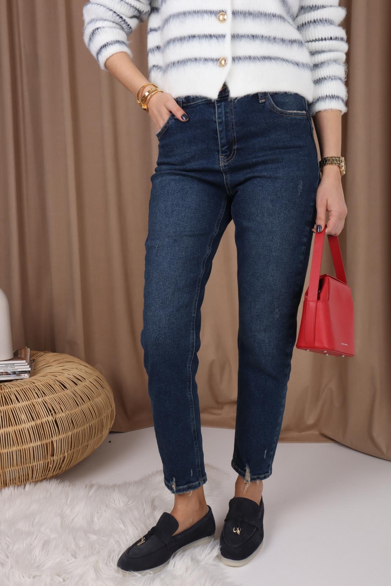 High Rise Likralı Mom Jean JEAN