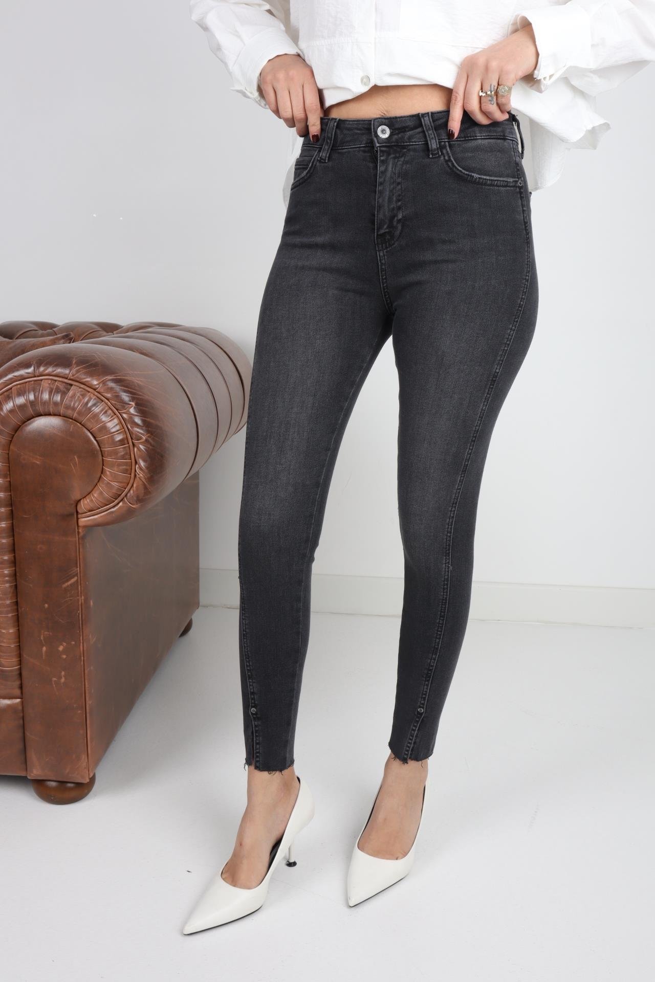High Rise Paça Yırtmaçlı Full likralı Skiny Jean JEAN