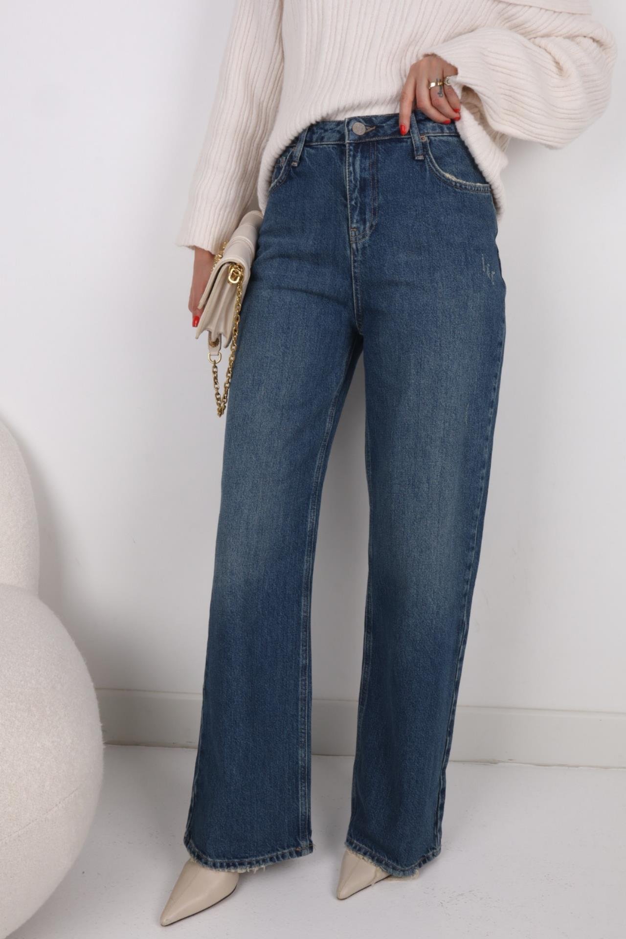 High Rise Straight Leg Likrasız Jean JEAN