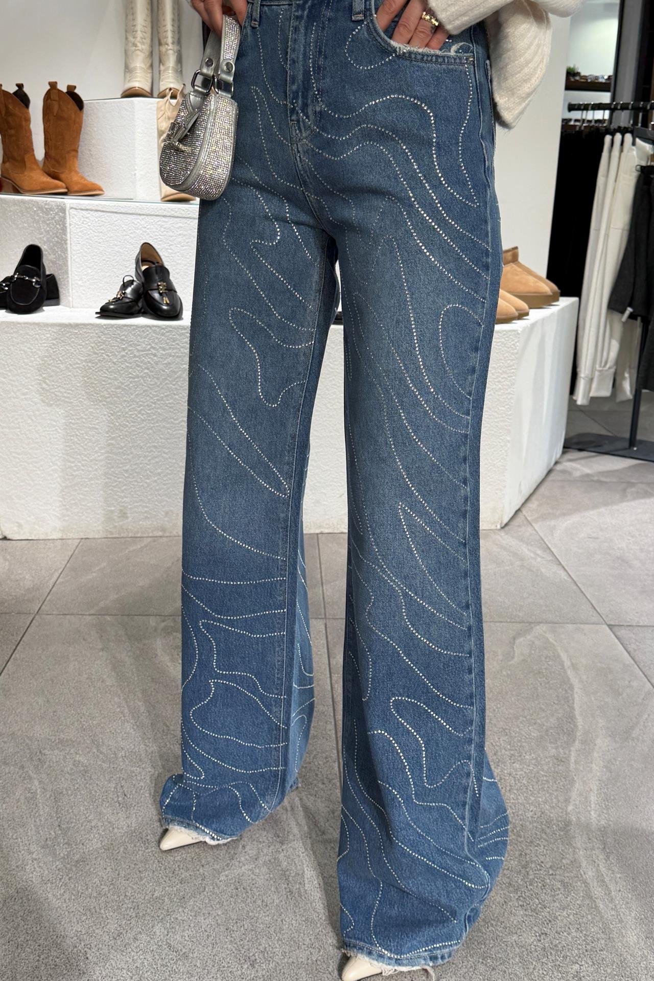 High Rise Wide Leg Taş İşli Jean(1952-3) JEAN