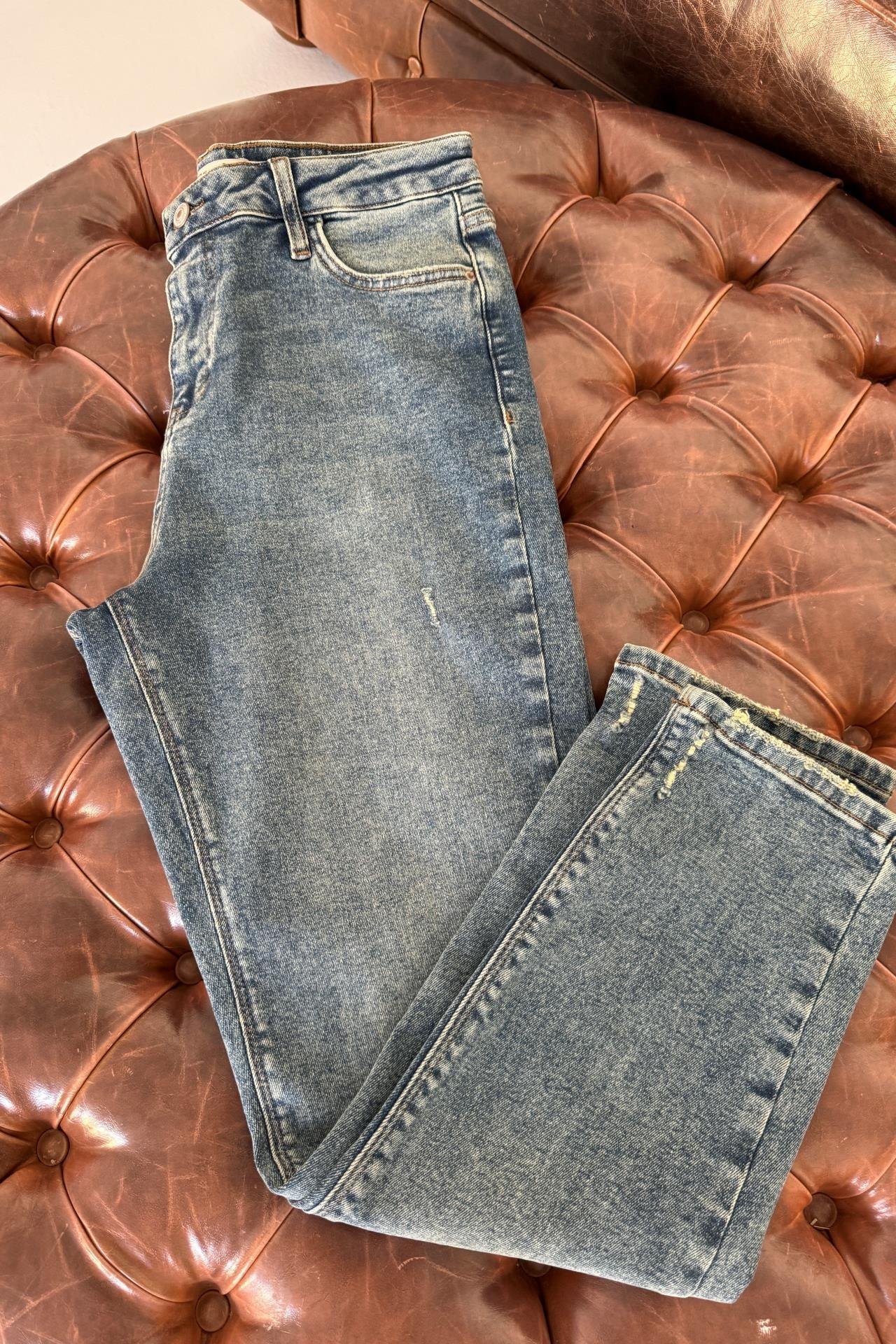 High Rise Yıkamalı Full Likralı Mom Jean JEAN