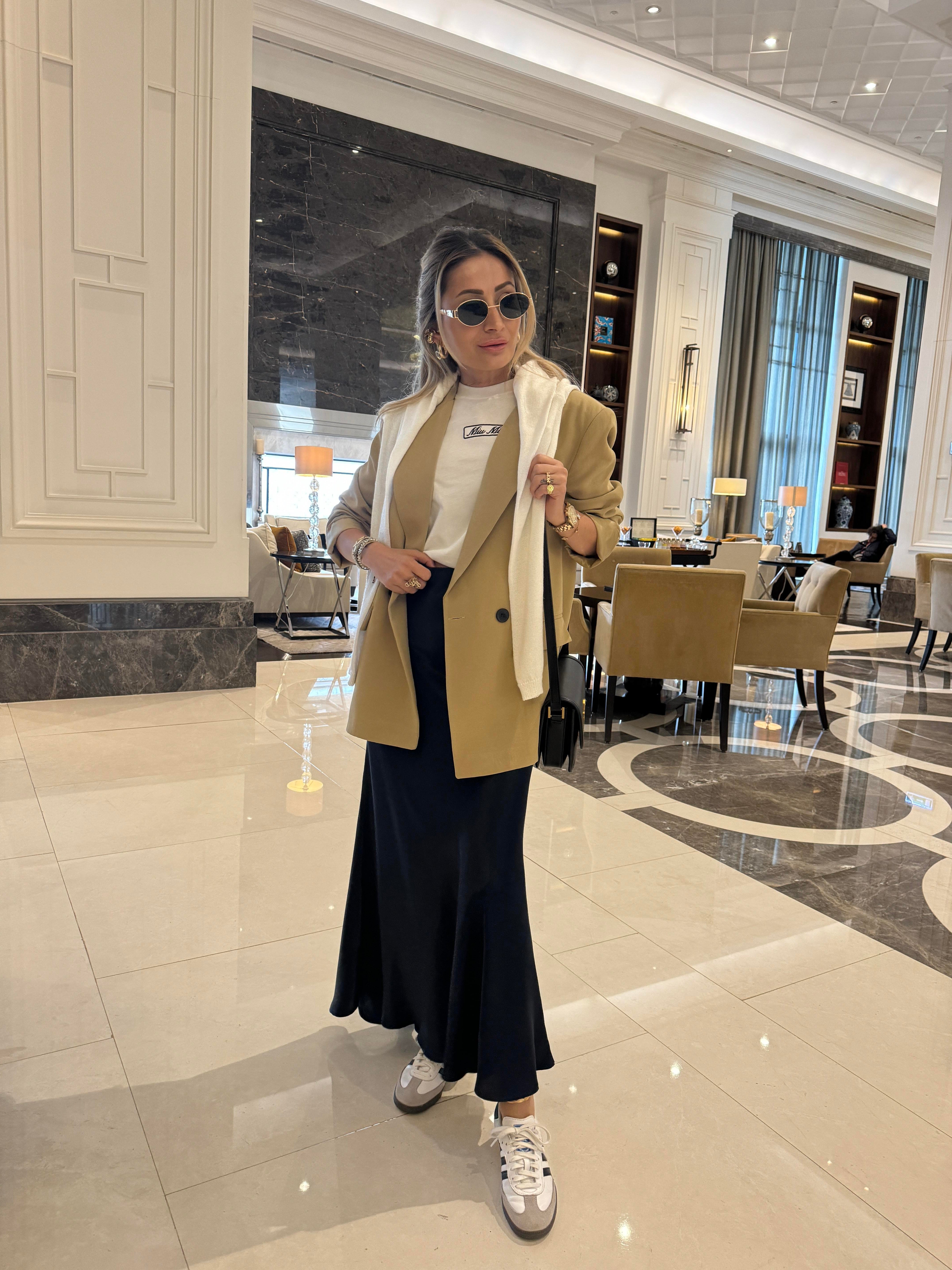 İki Düğmeli Camel Keten Blazer Ceket CEKET