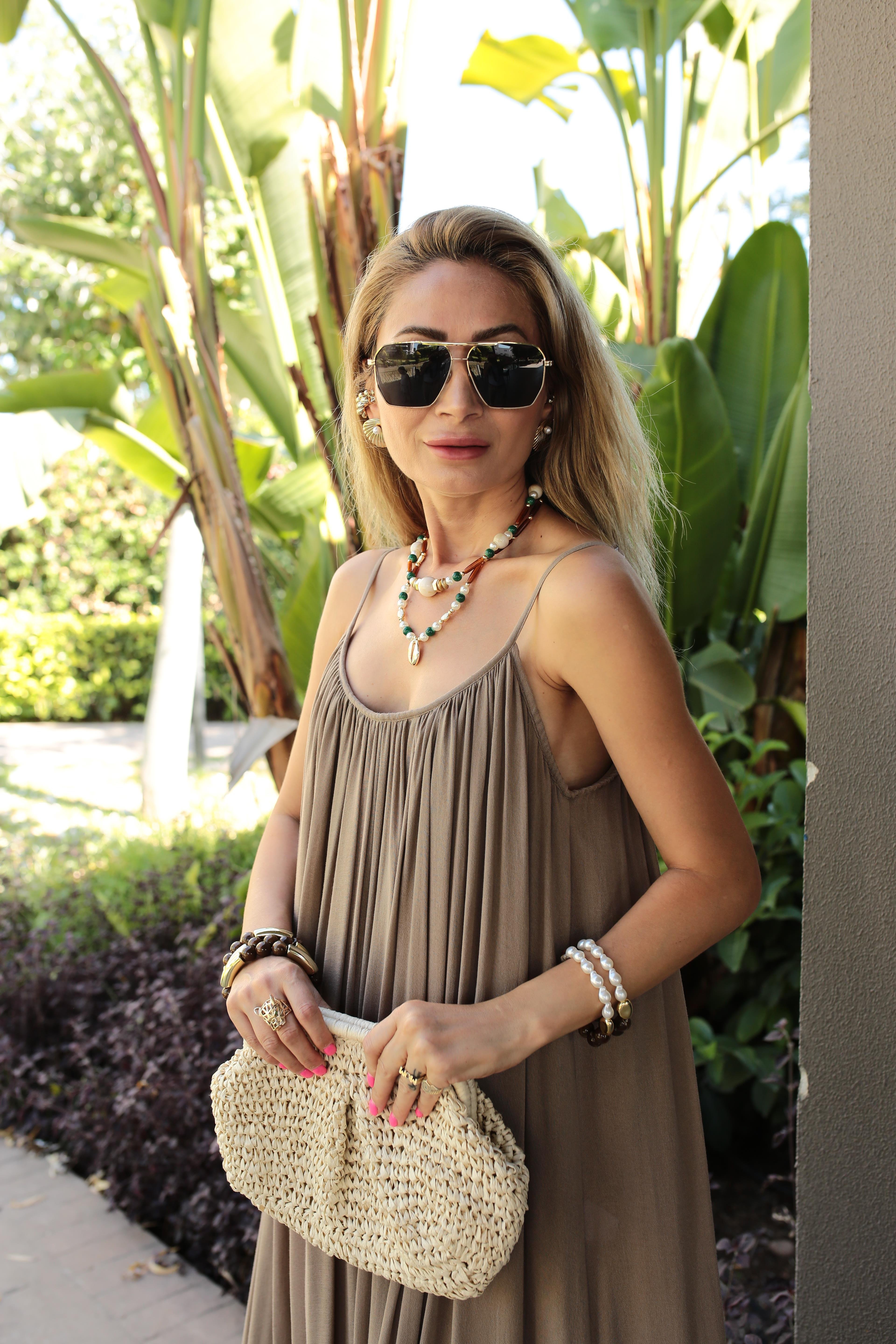 İp Askılı Vizon Keten Uzun Elbise ELBİSE | NO33