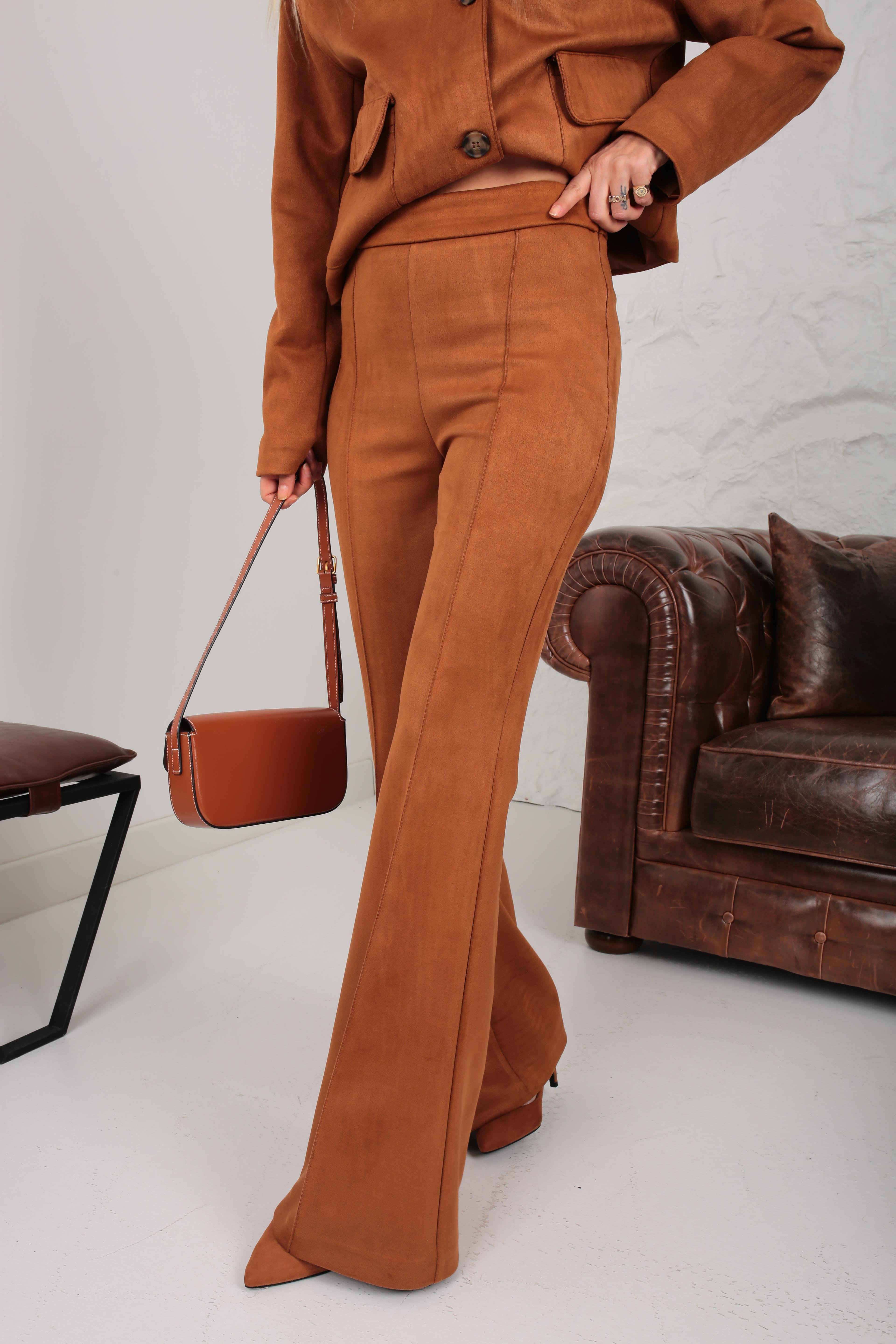 İspanyol Paça Crop Ceketli Nubuk Takım TAKIM