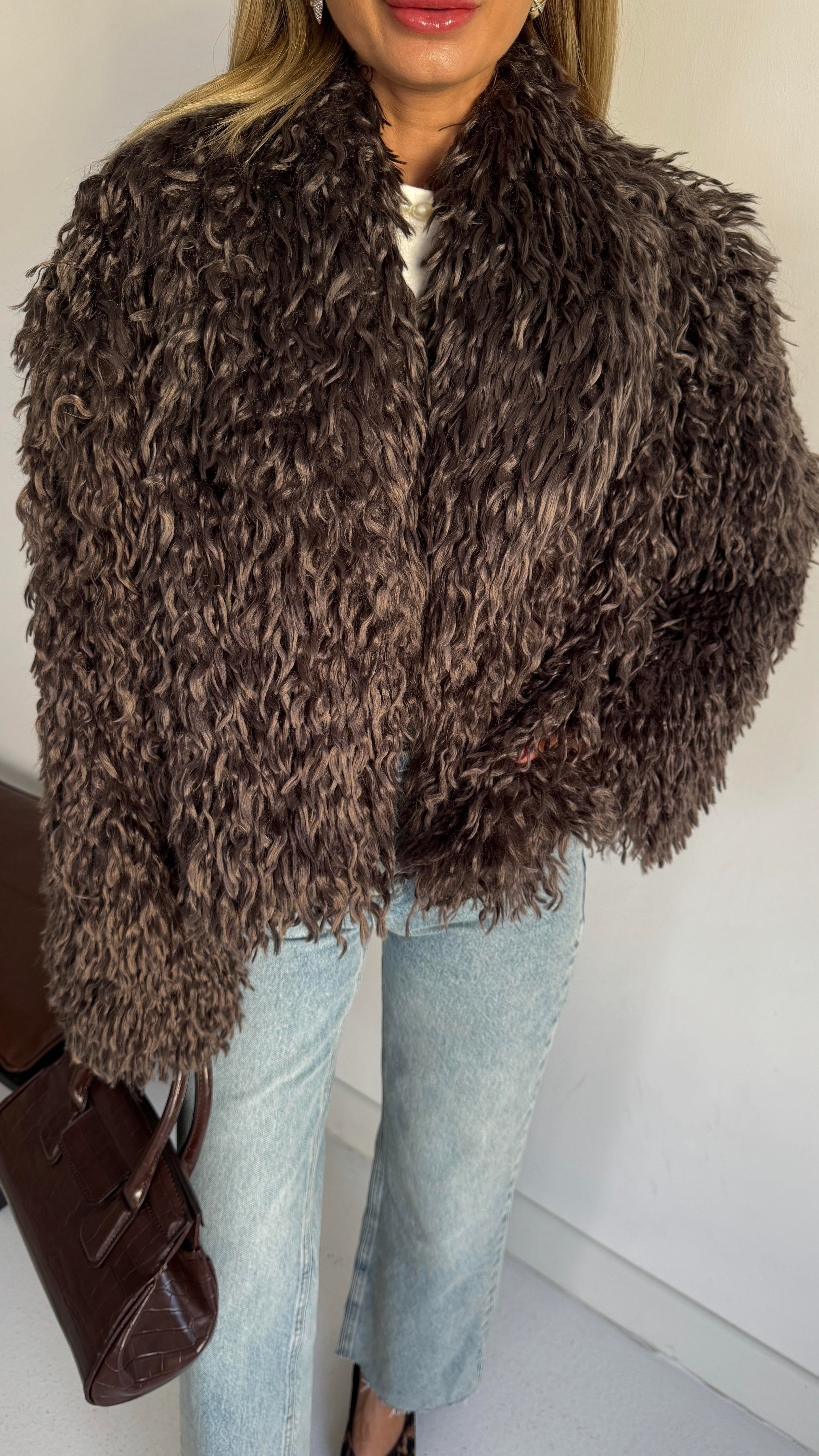 Kahverengi Kısa Premium Kürk KABAN