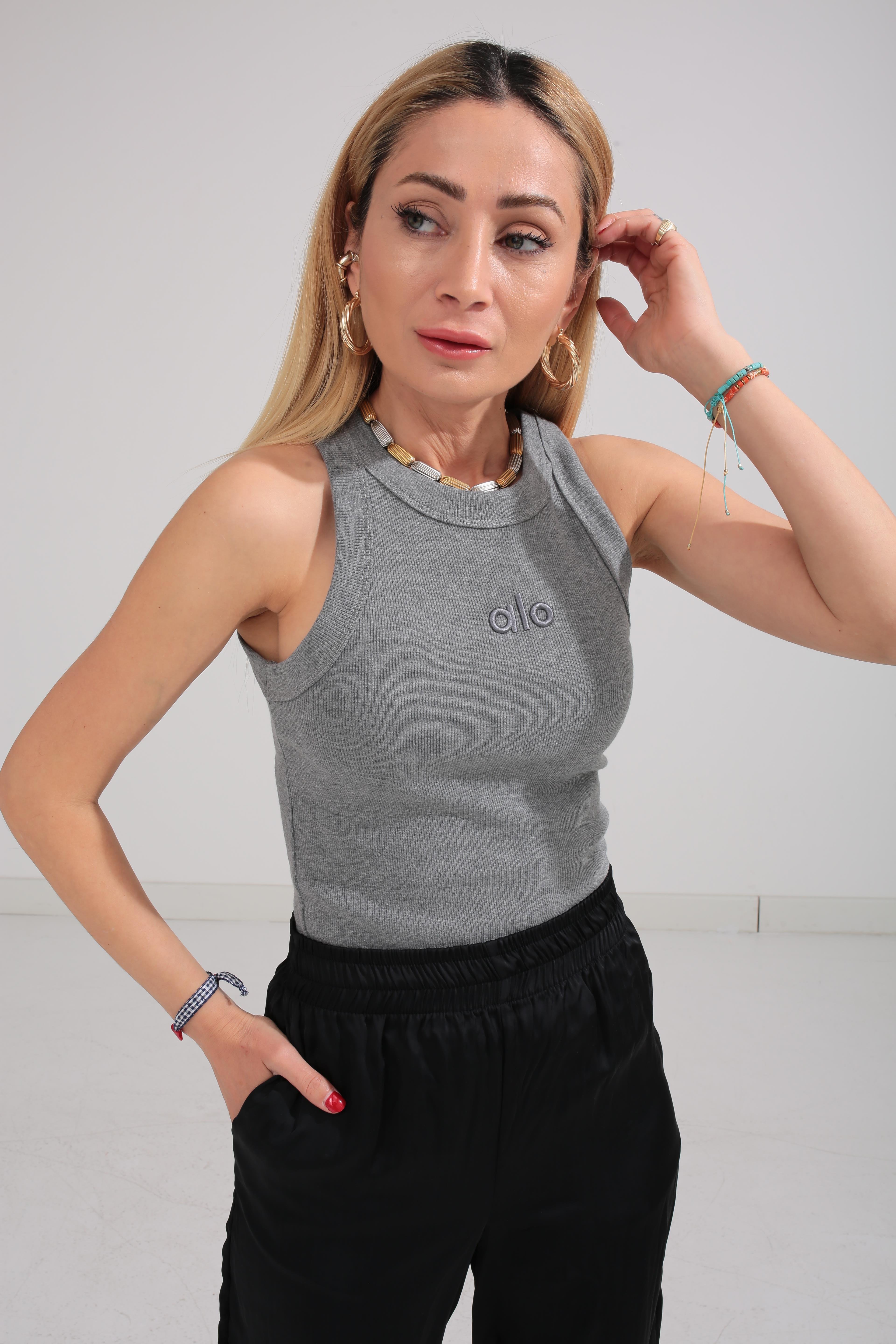 Kalın Biye Yazı Nakışlı Füme Fitilli Atlet ATLET | NO33