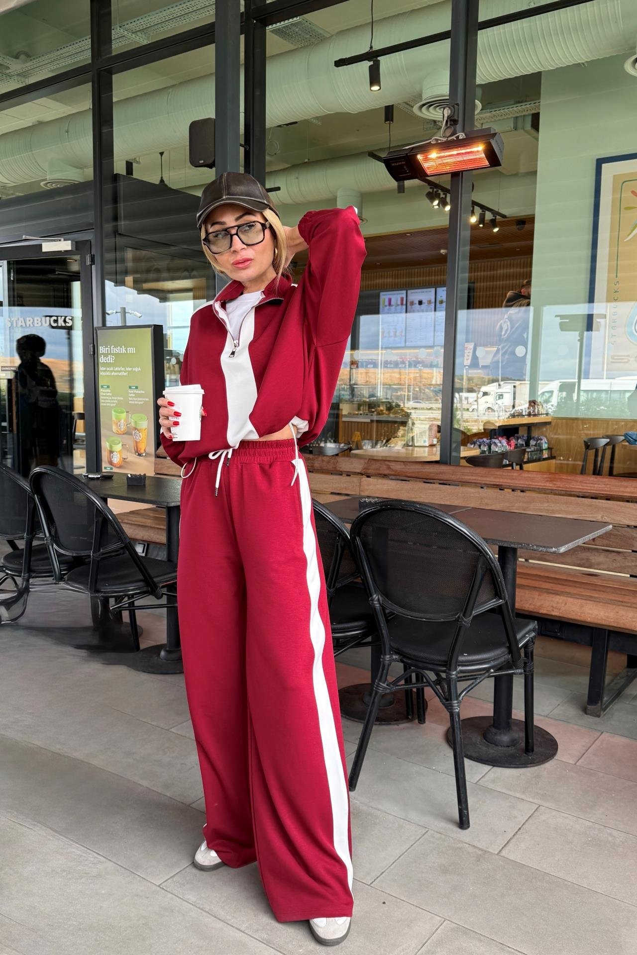 Kalın Şeritli Dik Yaka Bordo Spor Takım SPOR TAKIMLAR