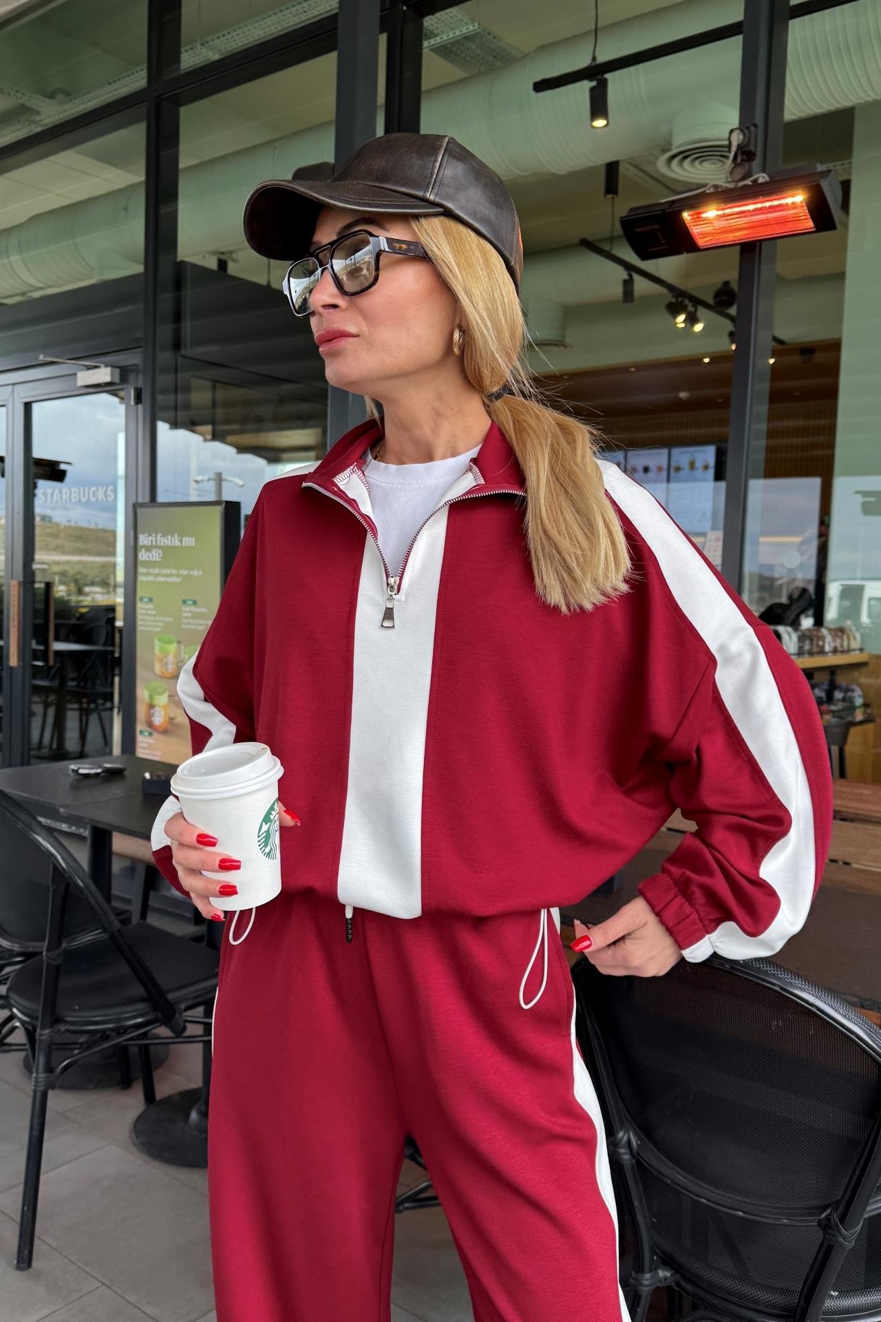 Kalın Şeritli Dik Yaka Bordo Spor Takım SPOR TAKIMLAR