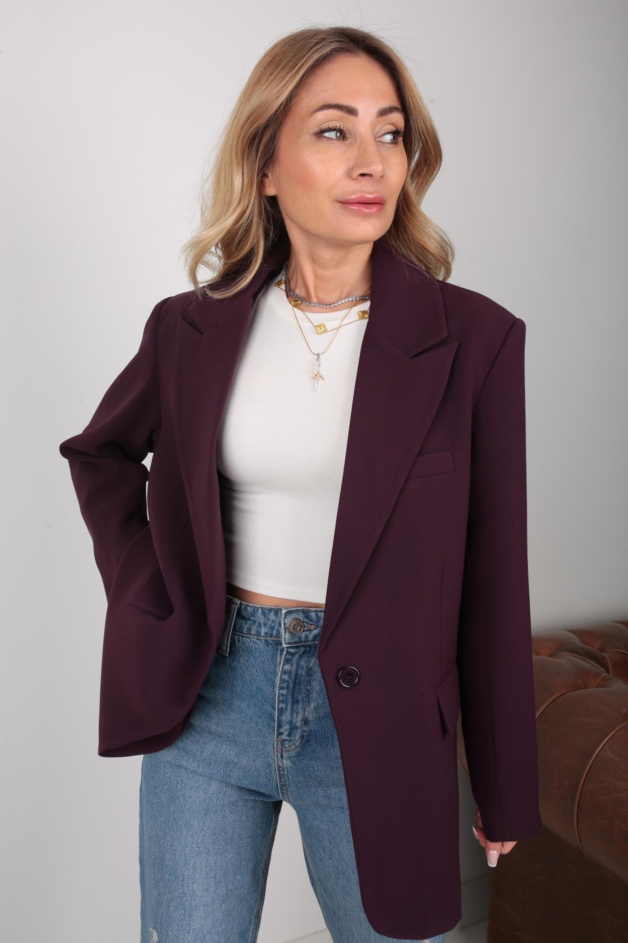 Kapak Cepli Mürdüm Ceket CEKET