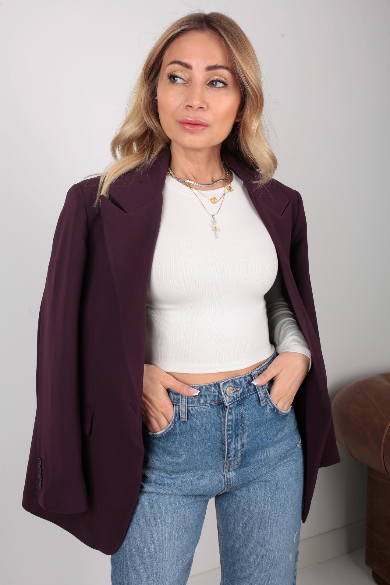 Kapak Cepli Mürdüm Ceket CEKET