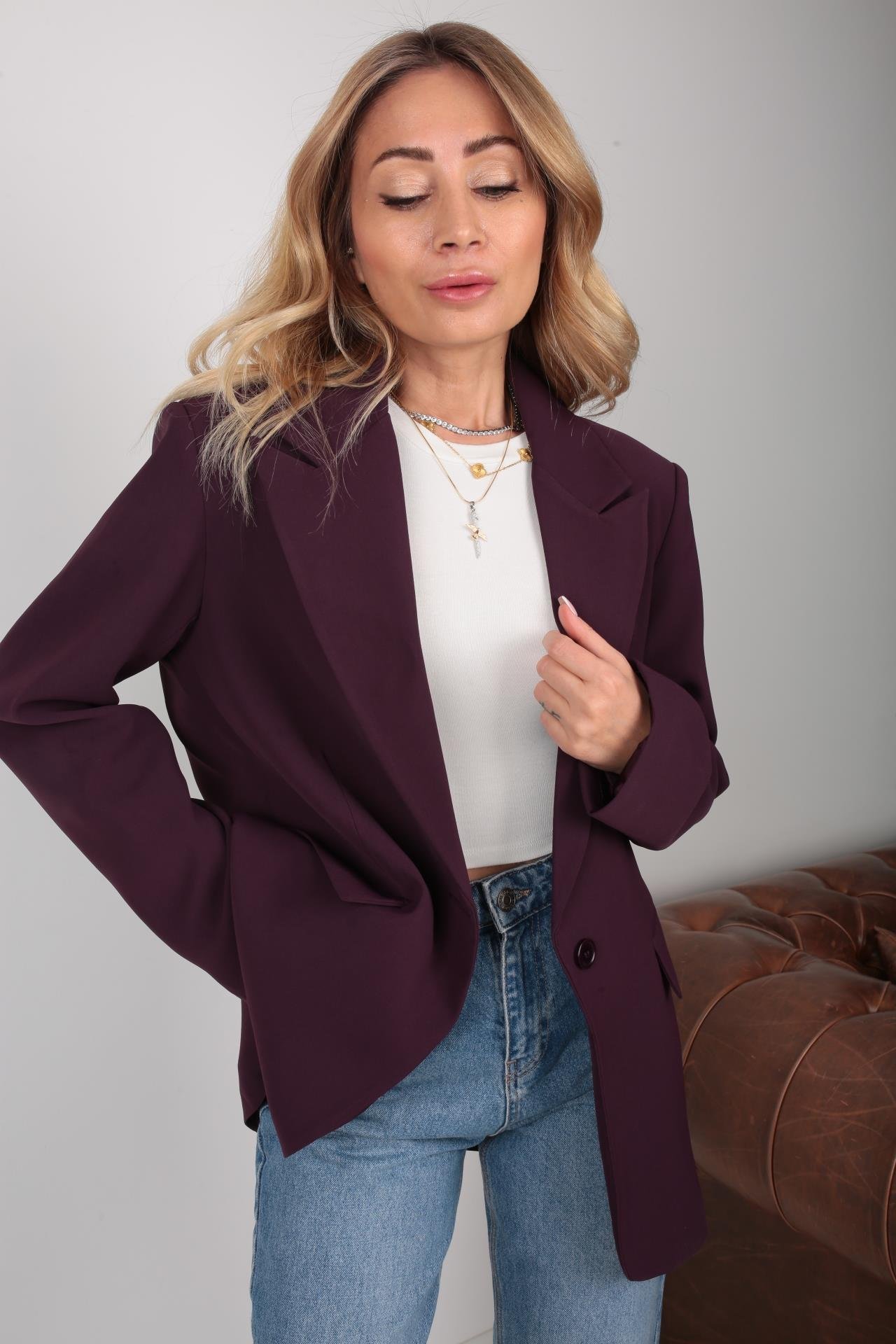 Kapak Cepli Mürdüm Ceket CEKET