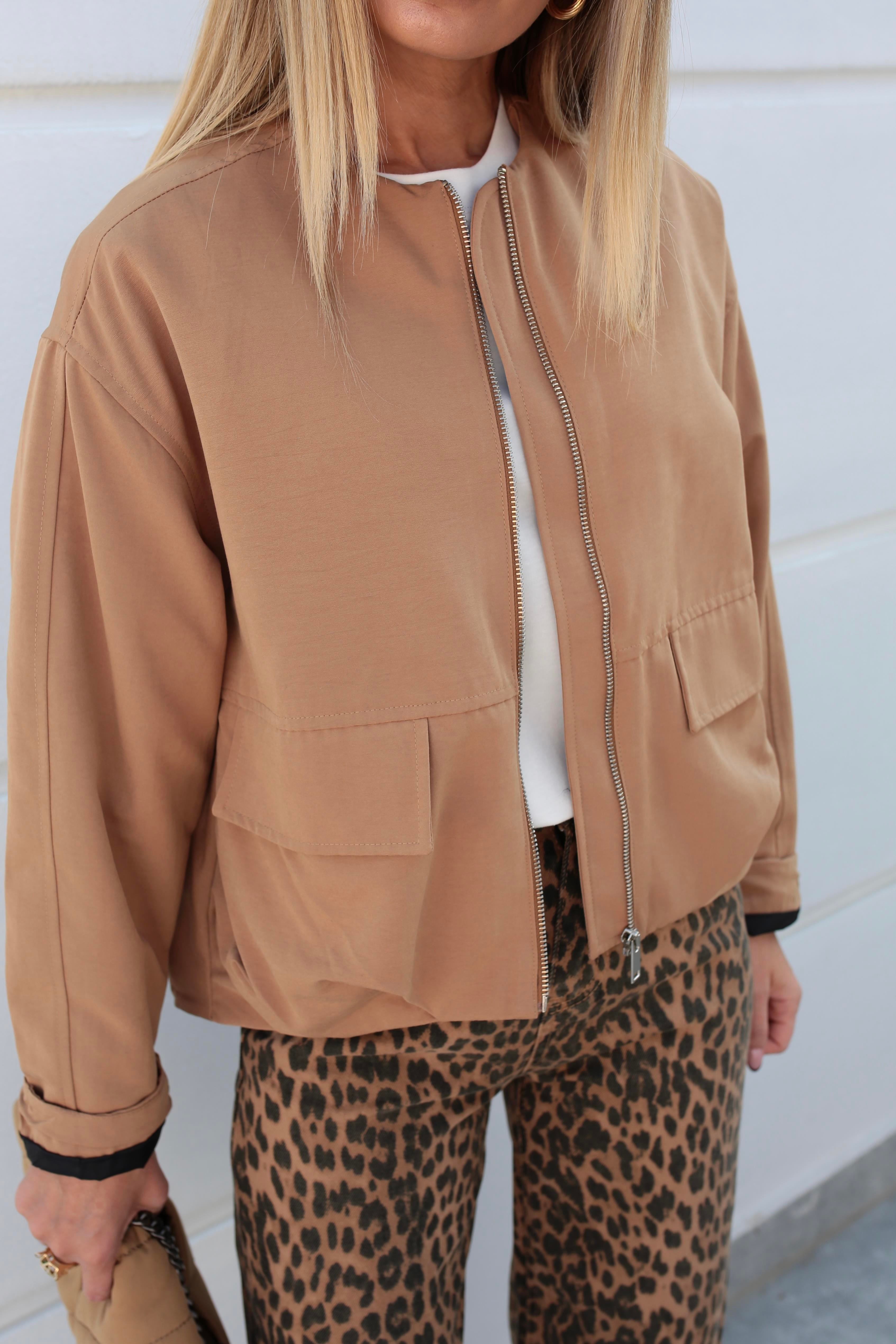 Kapak Cepli Pileli Camel Bomber Ceket CEKET