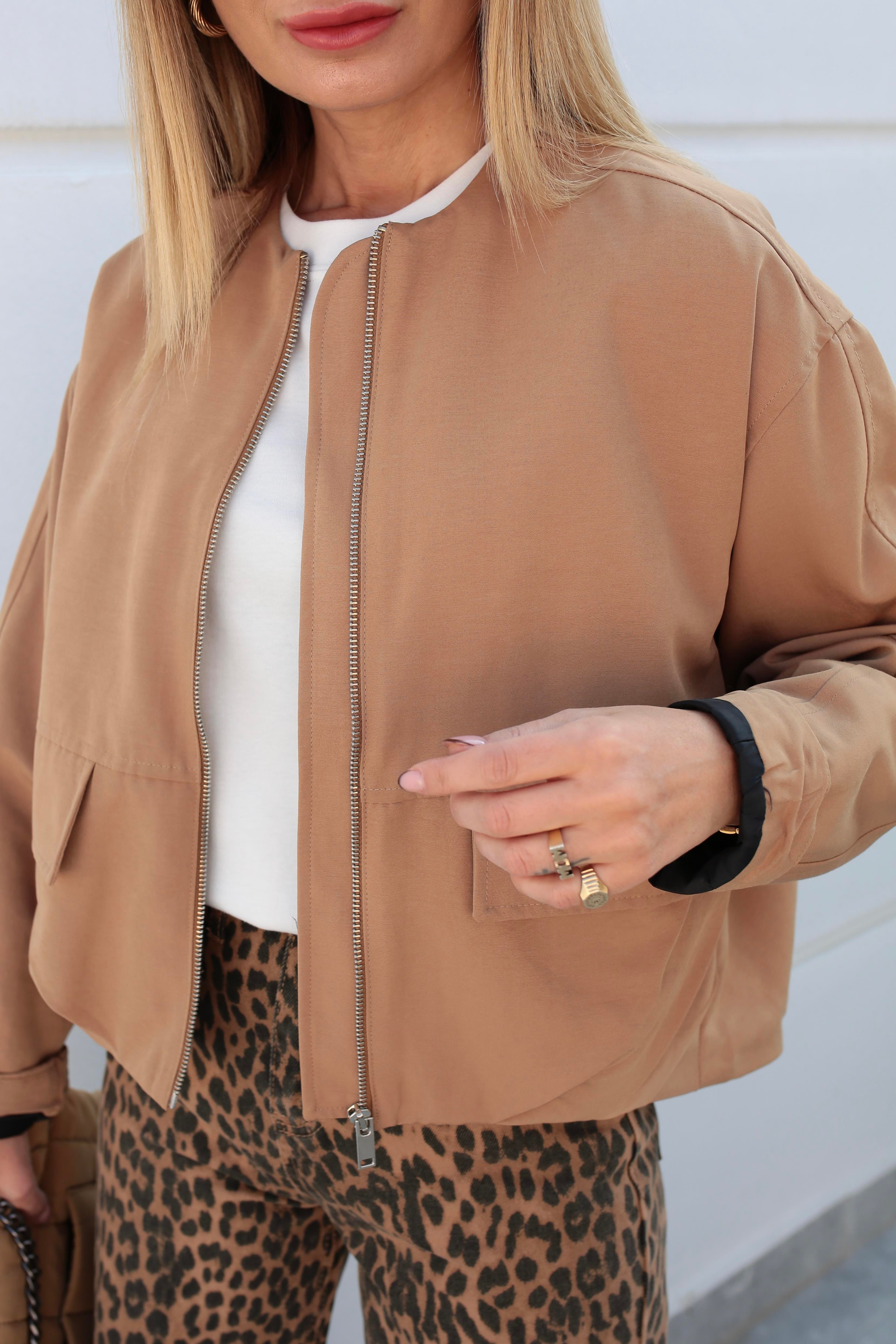 Kapak Cepli Pileli Camel Bomber Ceket CEKET