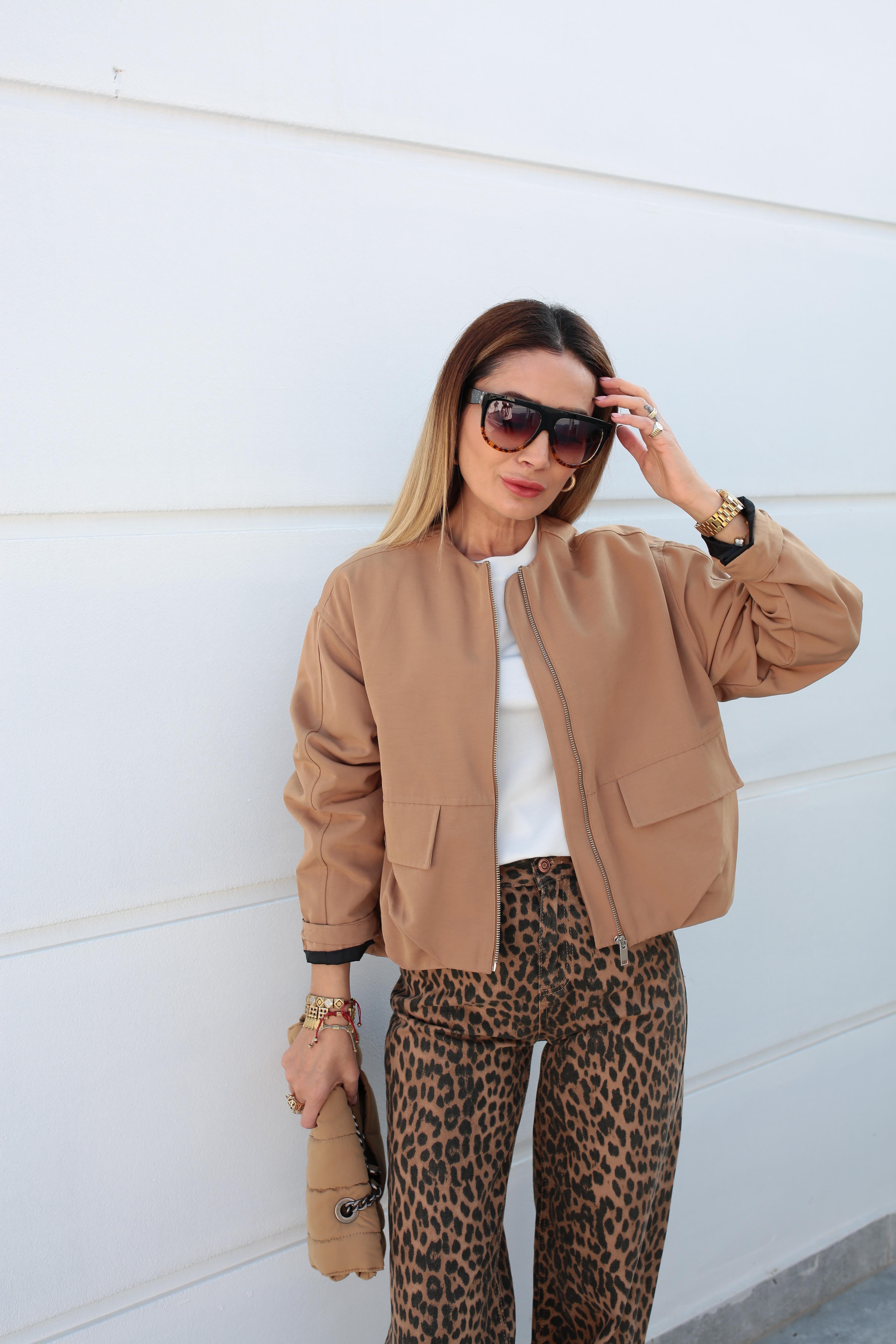 Kapak Cepli Pileli Camel Bomber Ceket CEKET