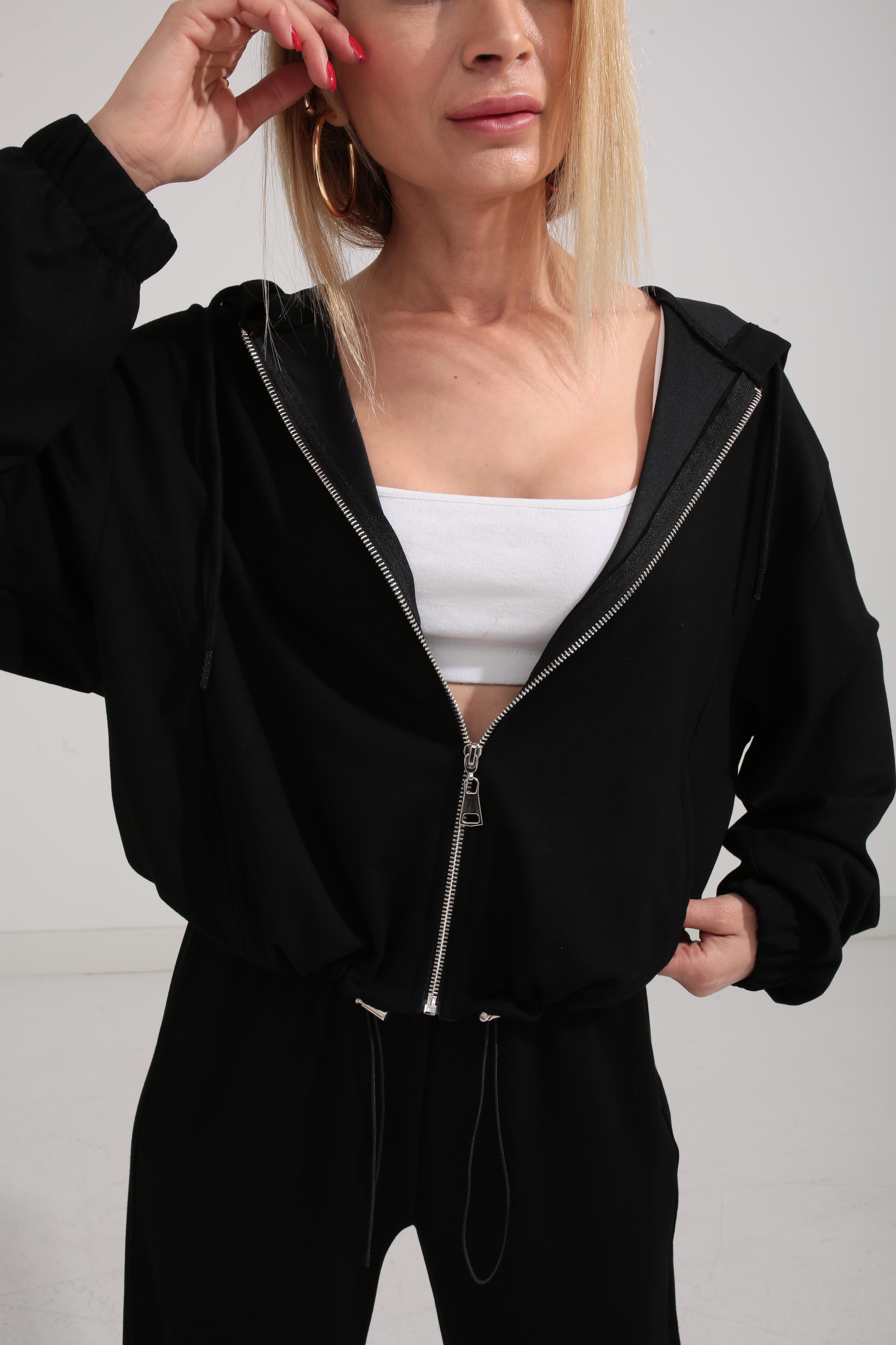 Kapişonlu Altı Stoperli Siyah Spor Takım SPOR TAKIMLAR | NO33