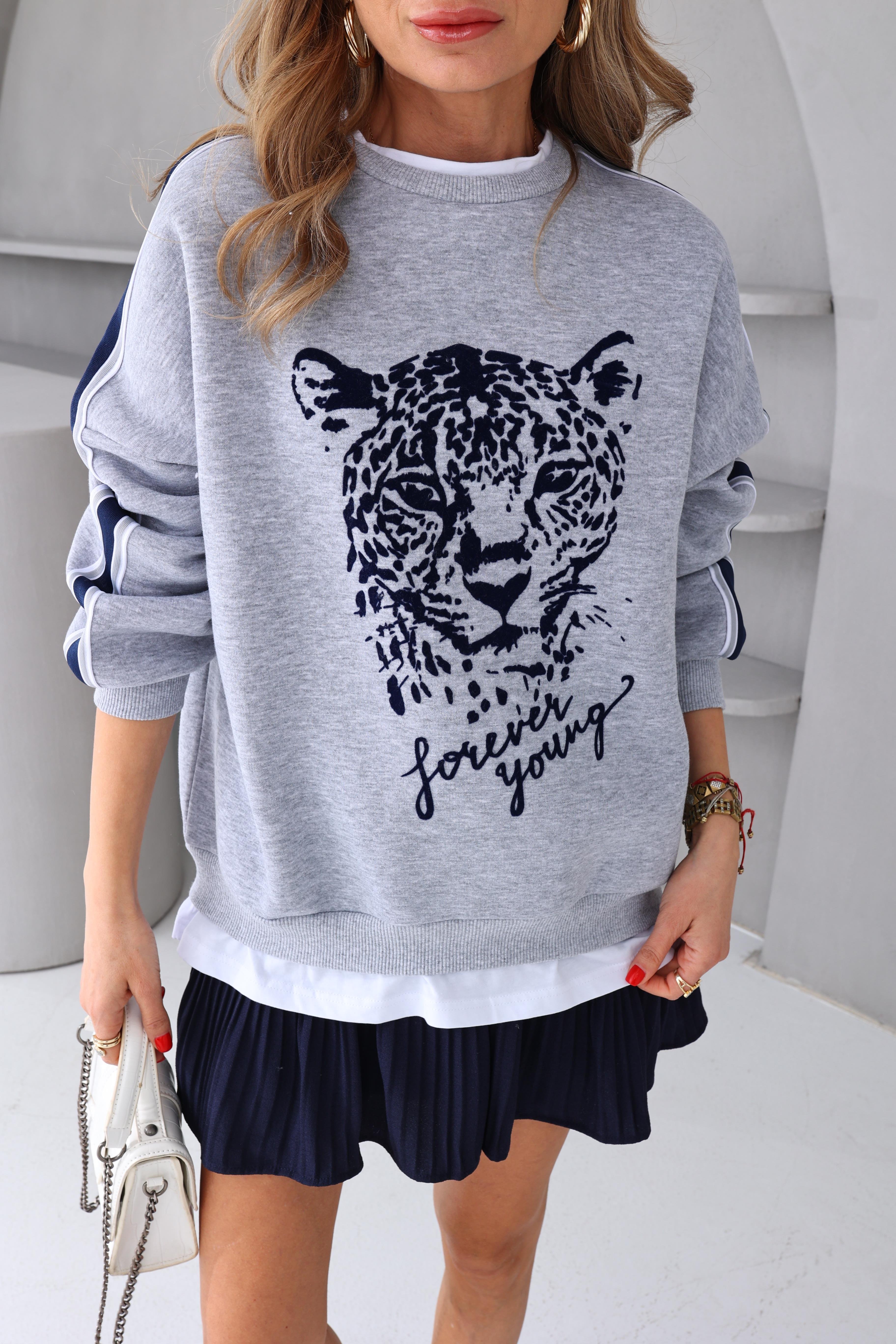 Kaplan Baskılı Gri Sweatshirt SWEATSHİRT | NO33