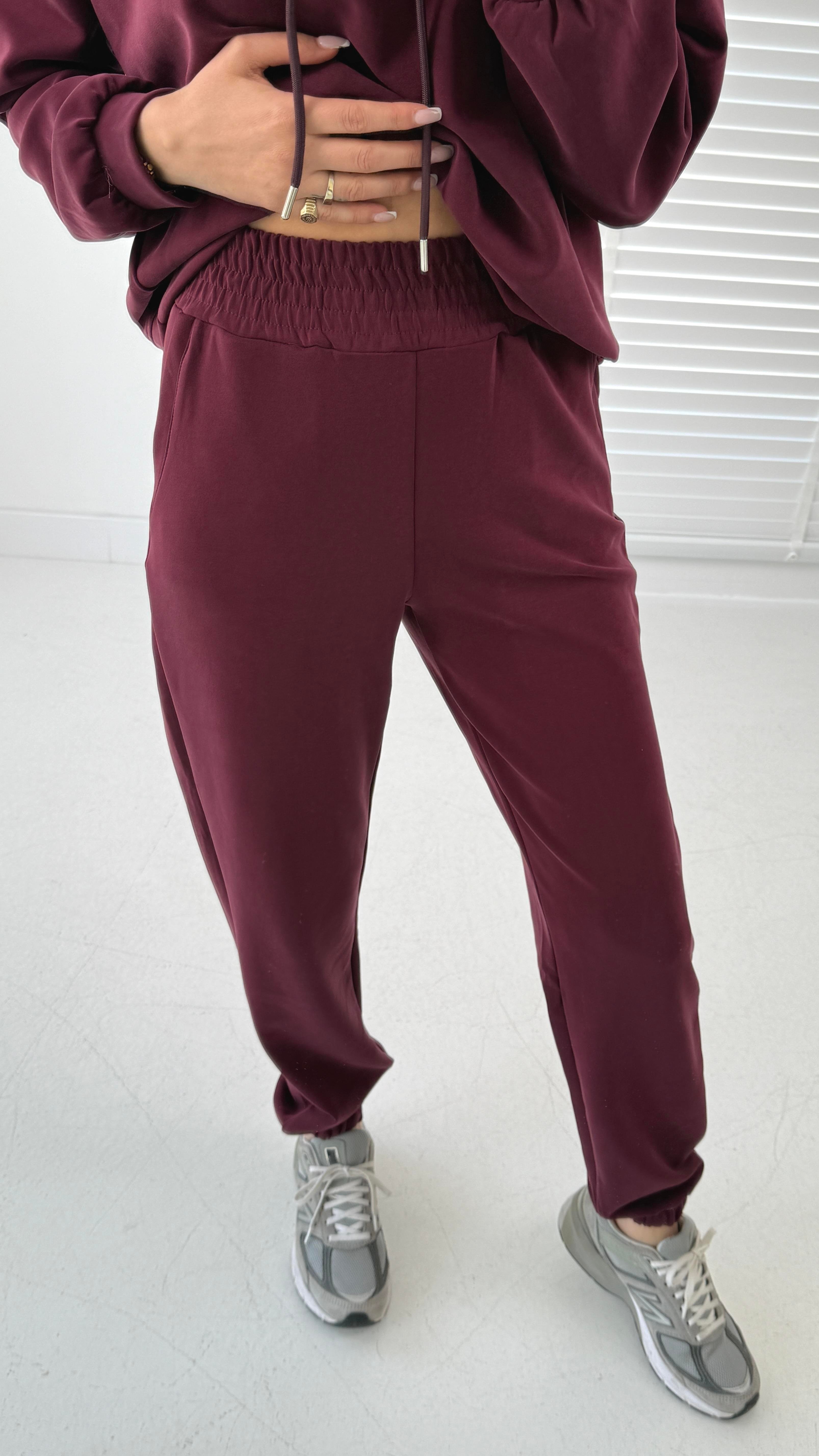 Kapüşonlu Modal Bordo Eşofman Takımı SPOR TAKIMLAR